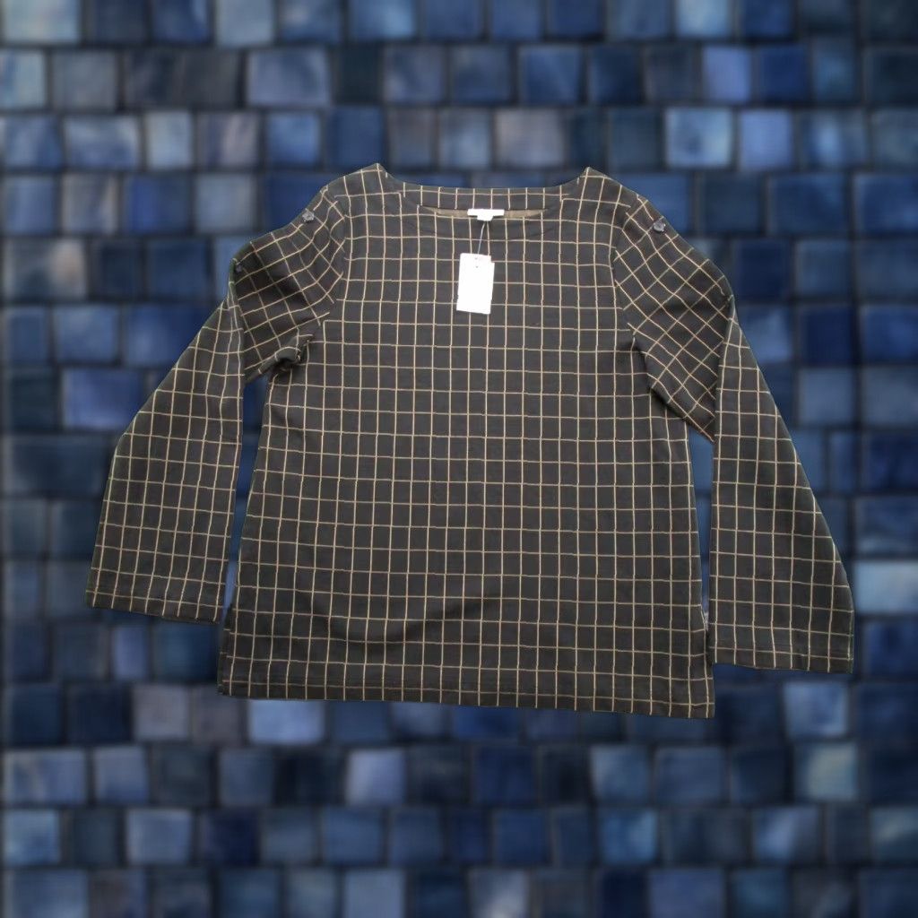 J. Jill J Jill Ponte Button Sleeve Heavy Knit Checkered Pullover Top M NEW Multicolor Knit Blouse Women Pullover Button Sl eeve Size M / US 6-8 / IT 42-44 - 1 Thumbnail