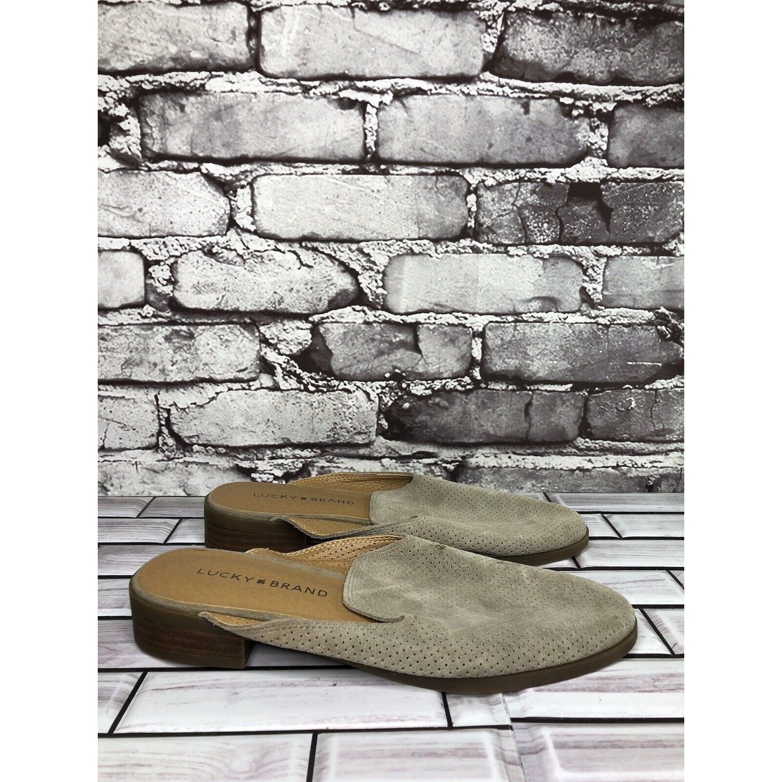 Lucky Brand Lucky Brand Coryna Taupe Suede Leather Slip On Mules Flats W Size US 7 / IT 37 - 1 Thumbnail