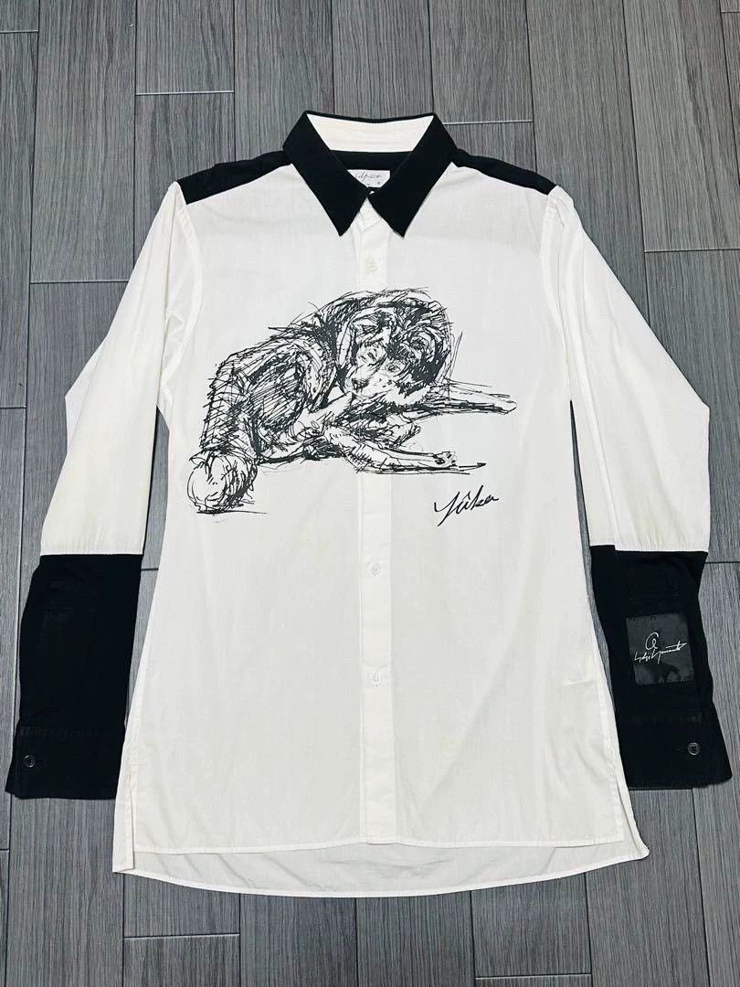Yohji Yamamoto Yohji Yamamoto 19aw stitched dog print shirt Size US L / EU 52-54 / 3 - 1 Thumbnail