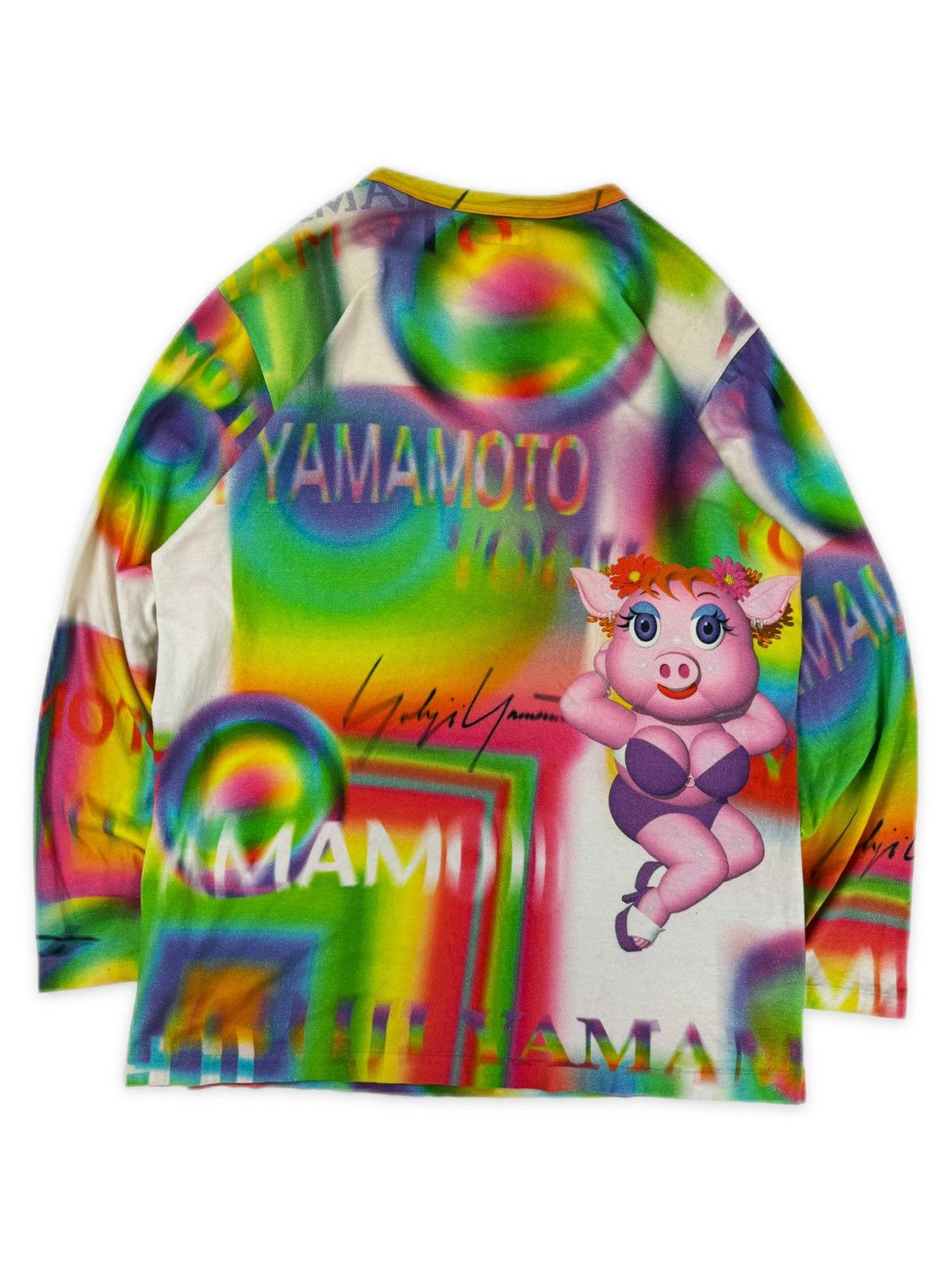 Yohji Yamamoto SS02 Yohji Yamamoto Homme LSD ‘Saeko Pig’ Rainbow Graphic Long Sleeve Shirt Size US L / EU 52-54 / 3 - 1 Thumbnail