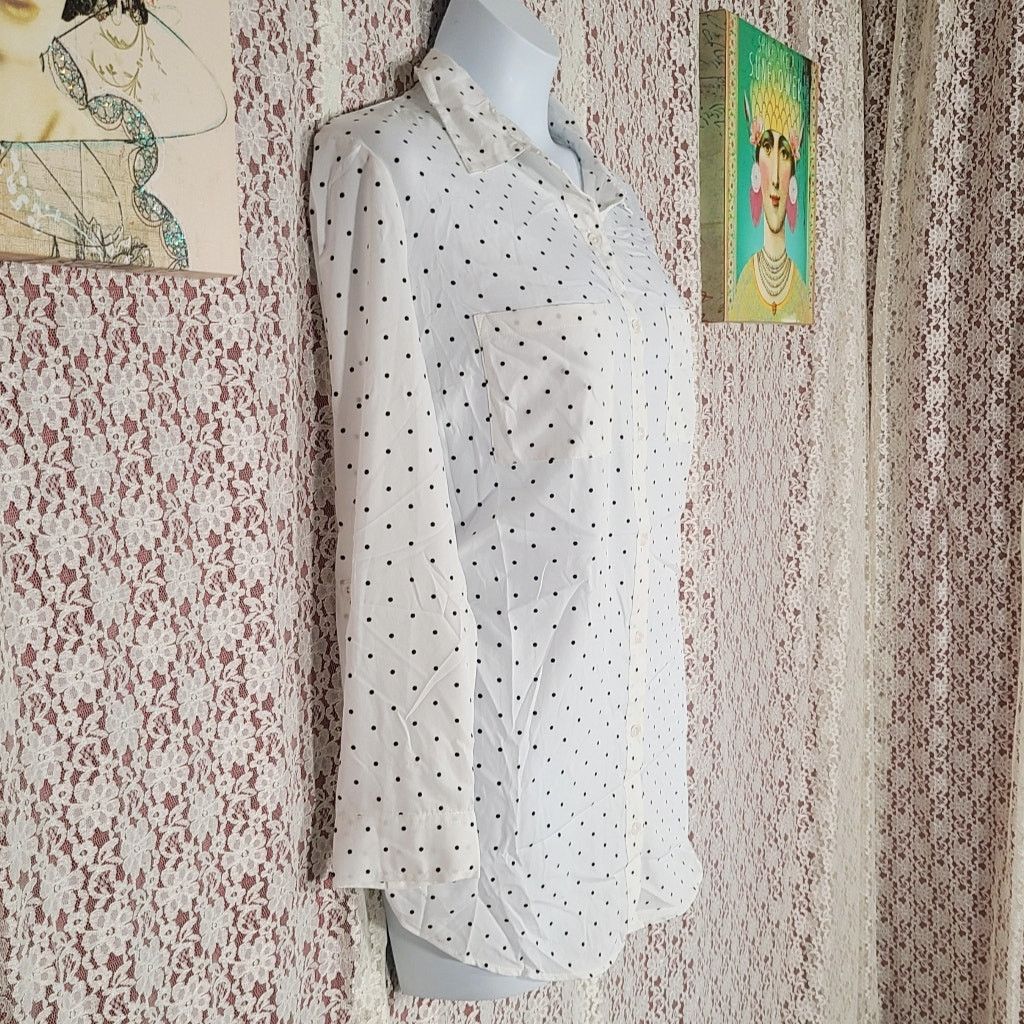 Faded Glory NWT faded glory white polka dot button down shirt size large Size L / US 10 / IT 46 - 3 Thumbnail