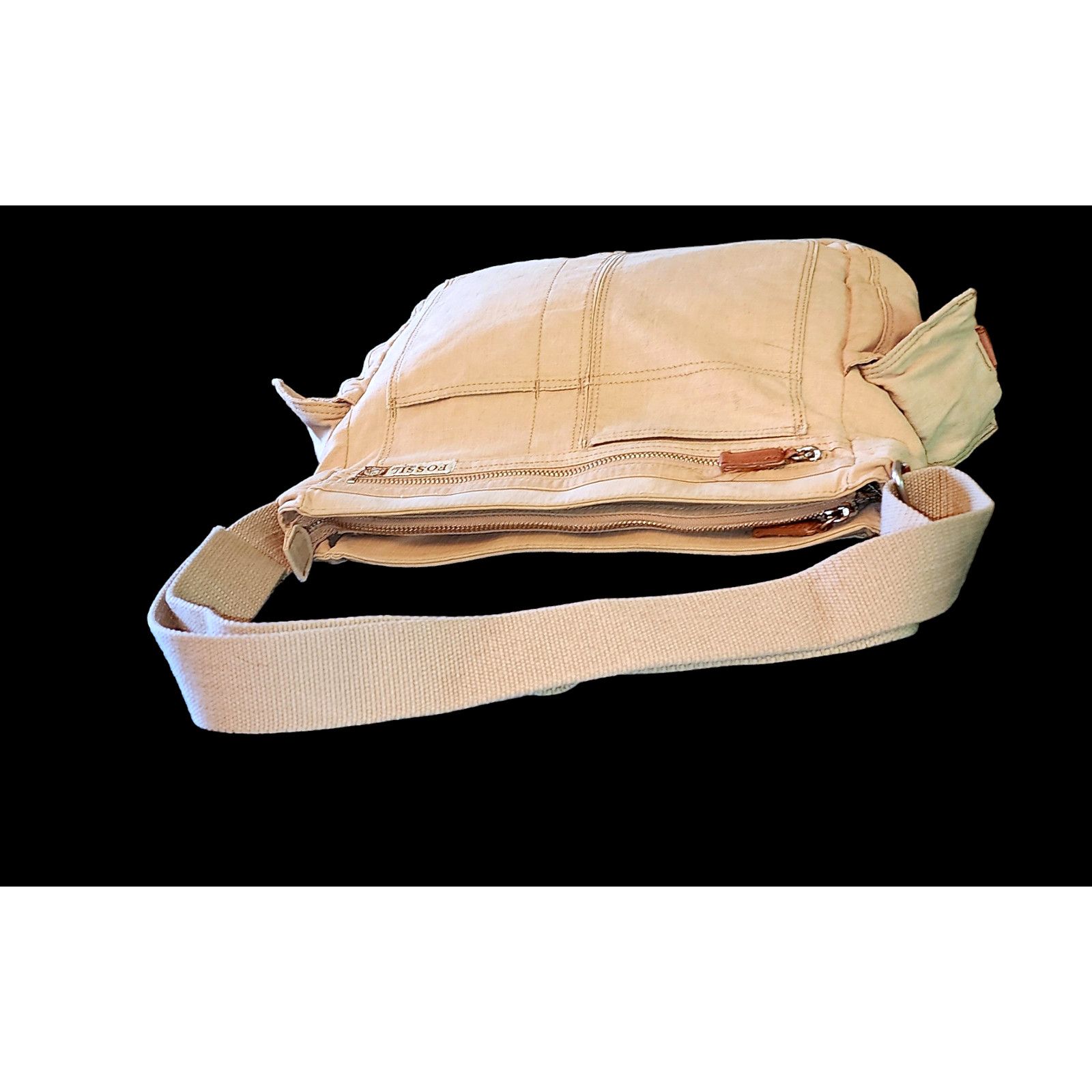 Fossil Fossil Unisex canvas leather messenger bag. Size ONE SIZE - 9 Thumbnail