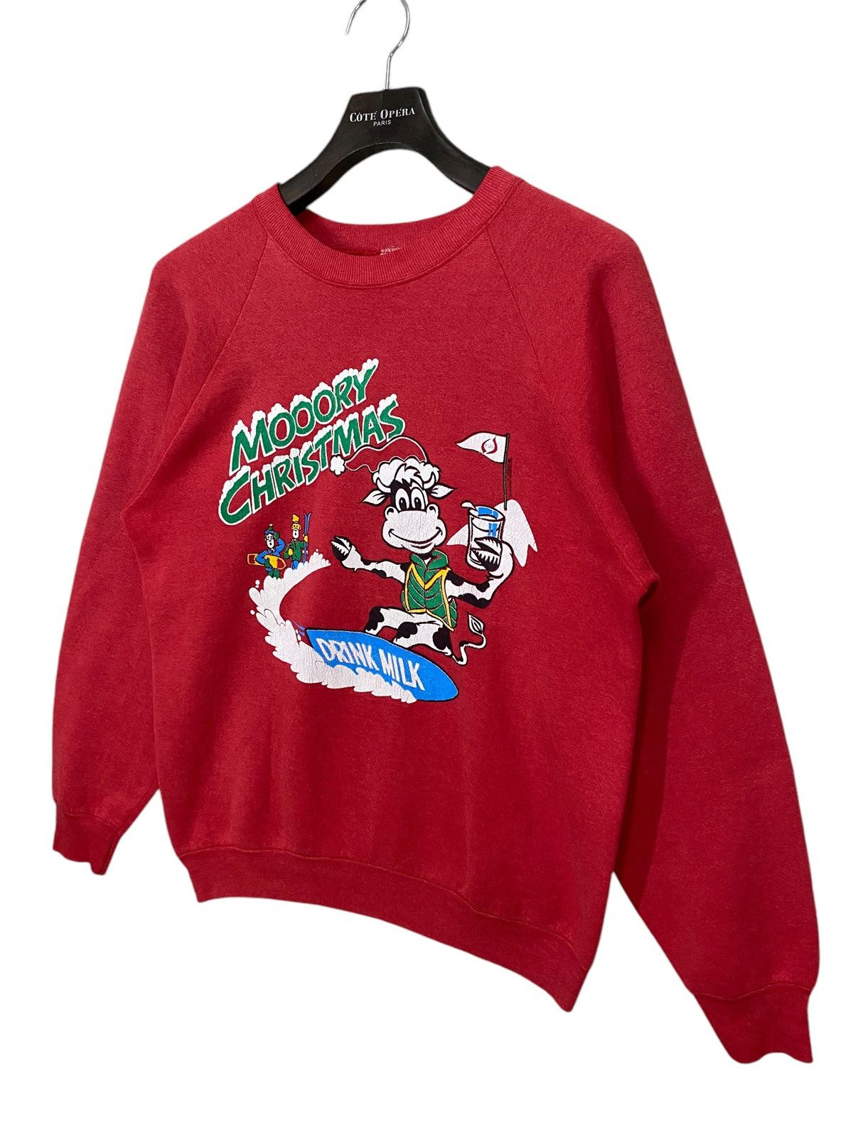 Fruit Of The Loom × Vintage Vintage 80s mooory chirstmas drink milk sweatshirt crewneck Size US L / EU 52-54 / 3 - 2 Thumbnail