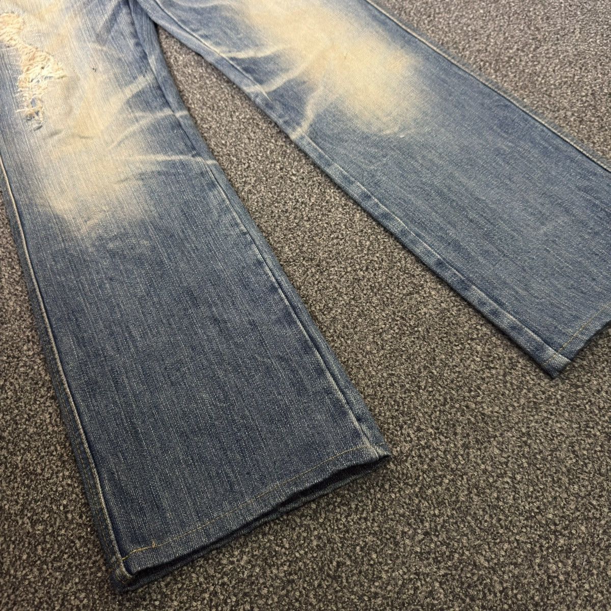 Beauty Beast Lolita Flared Distressed Exotic Heavy Faded Denim Jeans Size US 29 - 7 Thumbnail