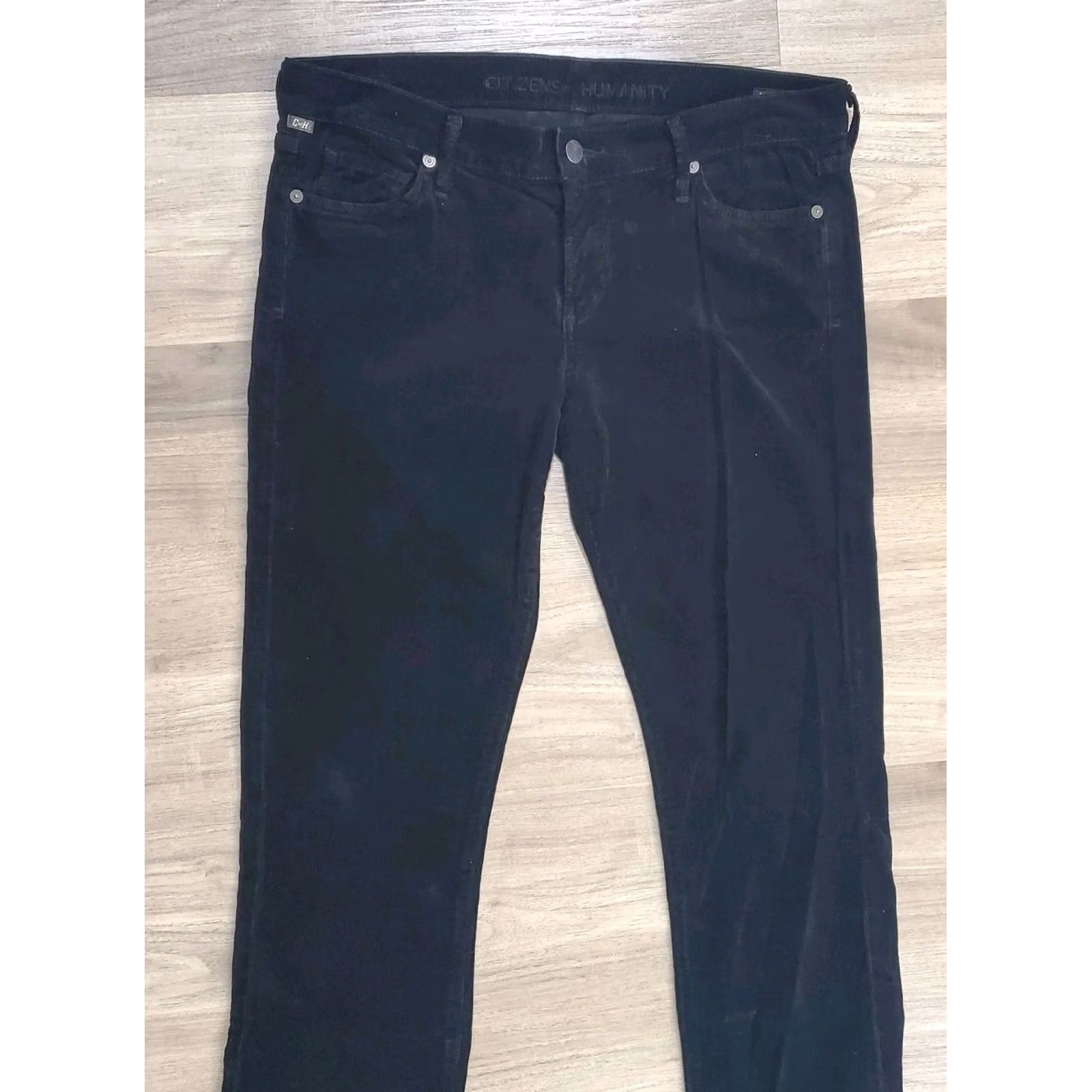 Citizens Of Humanity Citizens of Humanity Ava Womens Sz 32 Black Corduroy Low Rise Straight Jeans 5-Pocket Slim Stretch Regular Inseam 32 N/A Size 24" / US 00 / IT 34 - 4 Thumbnail