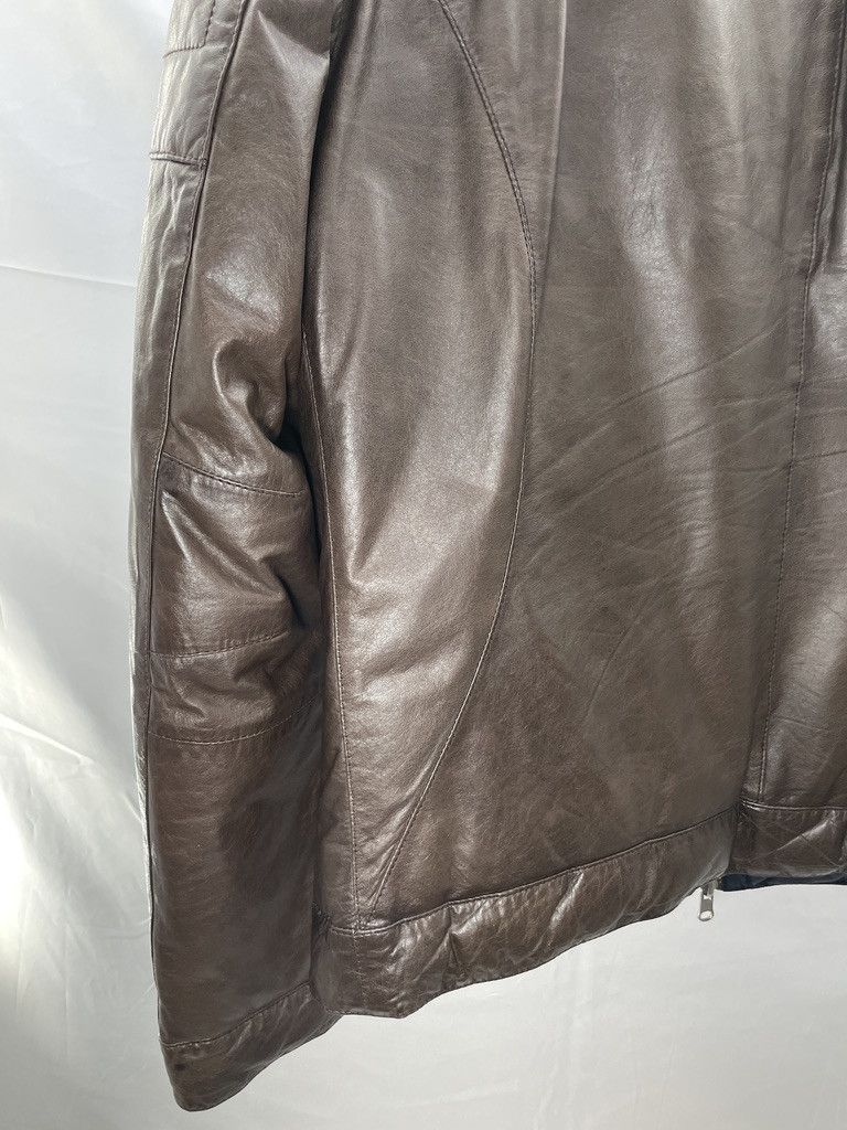 Brunello Cucinelli BRUNELLO CUCINELLI Brown Leather Nylon Blue Bomber Jacket Size US L / EU 52-54 / 3 - 14 Thumbnail