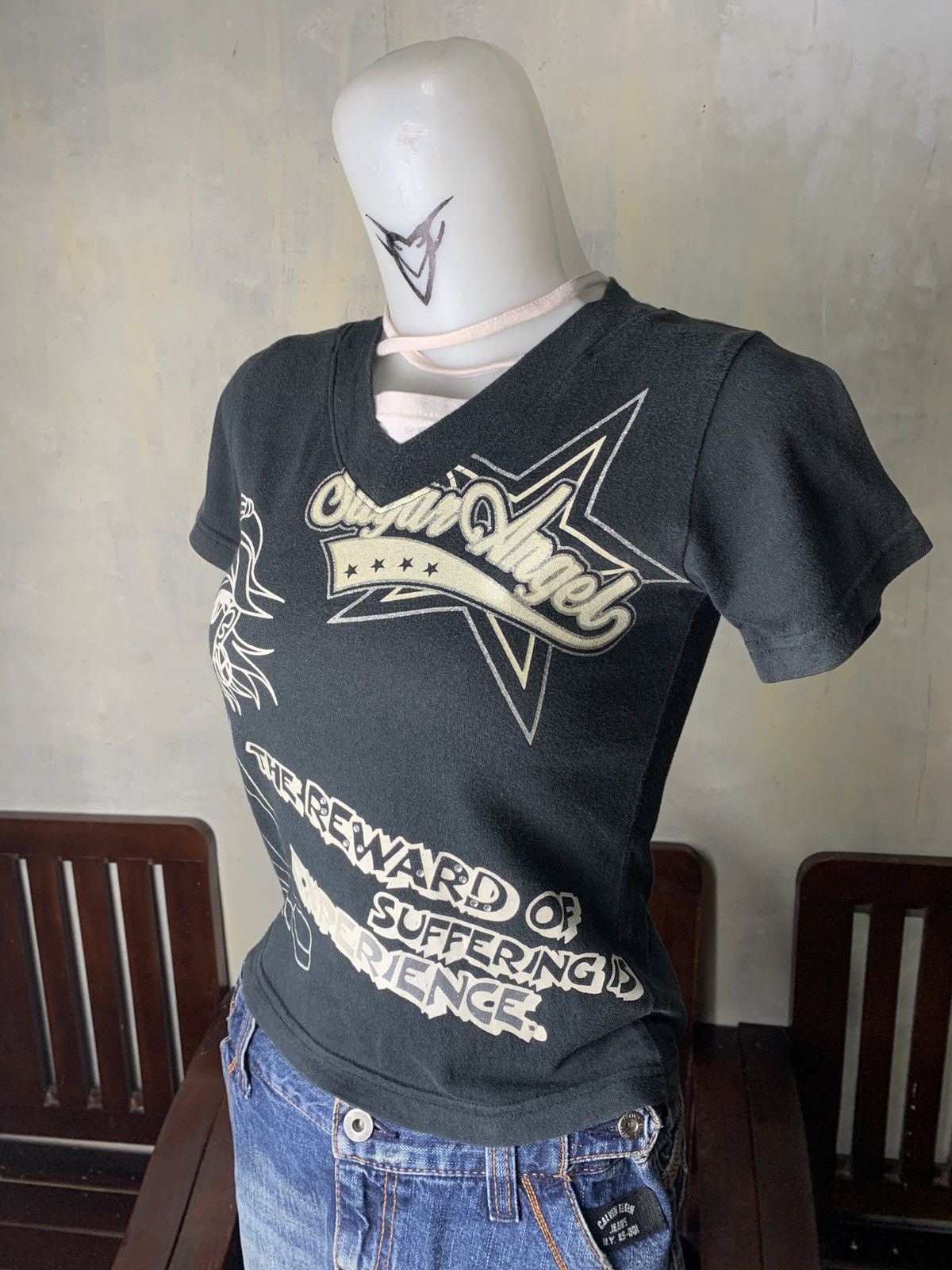 Japanese Brand y2k Dack Dive Black Stars Pop Icon Glitters Graphic Baby Tee Size S / US 4 / IT 40 - 4 Thumbnail