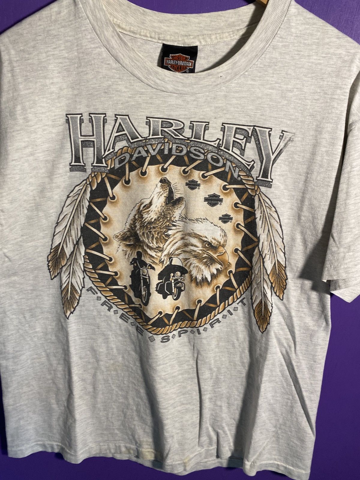 Harley Davidson Vintage 90s Harley Davidson free spirit t-shirt Size US L / EU 52-54 / 3 - 3 Thumbnail