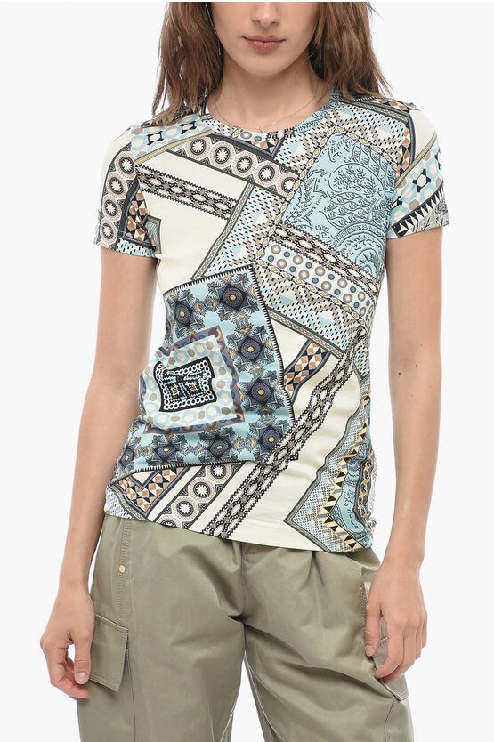 image of Etro Printed Cotton Crew-Neck T-Shirt, Women's (Size Small)