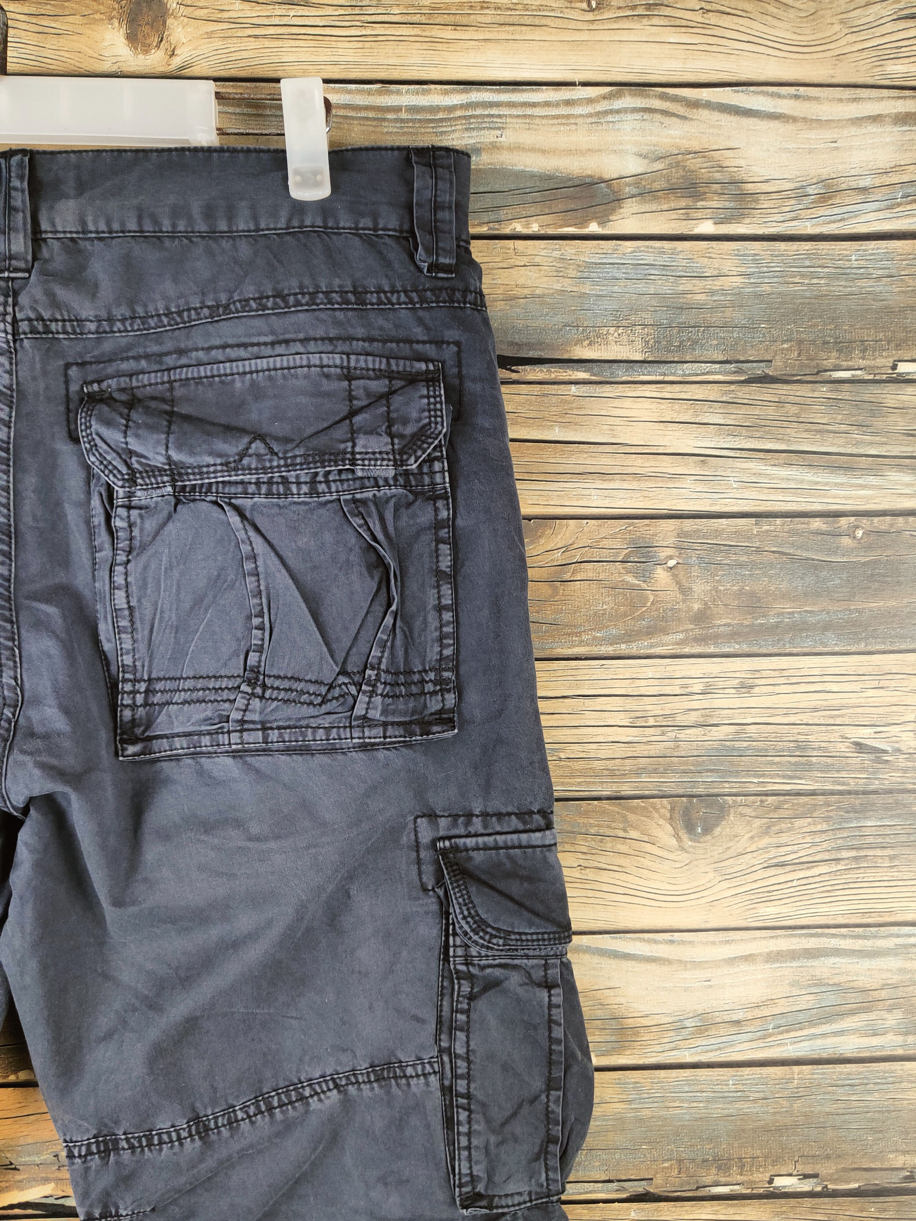 Japanese Brand DL Jeansweat Black Faded Multipocket Cargo Pants #46-135 Size US 32 / EU 48 - 10 Thumbnail
