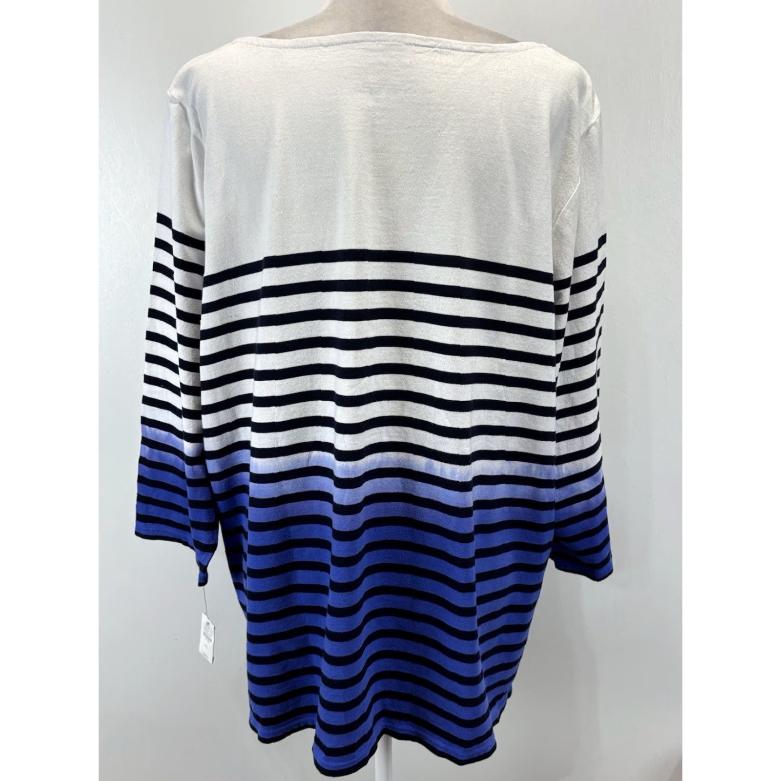 Talbots Talbots T-Shirt 3X Multicolor Ombré Dip Dye Striped 3/4 Sleeve Women Size XXL / US 16-18 / IT 52-54 - 3 Thumbnail