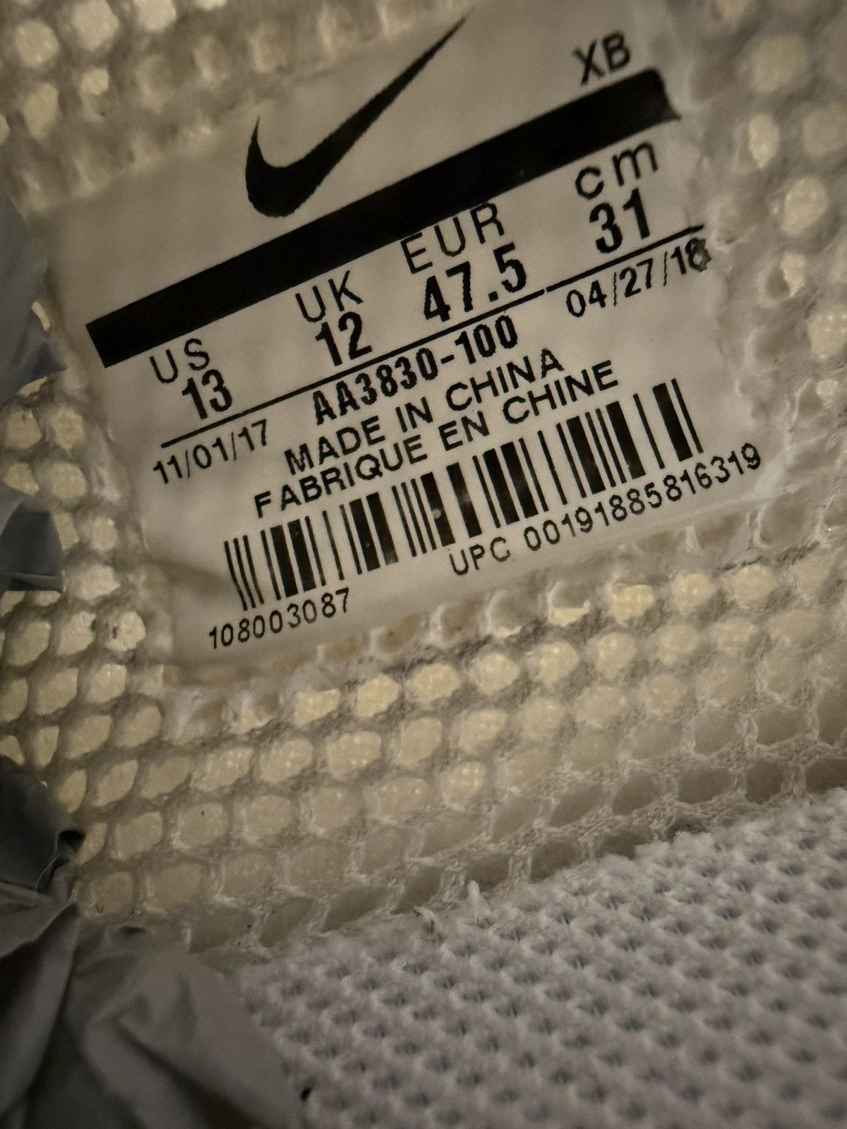 Nike × Off-White 2018 Nike Air Presto Off-White AA3830-100 Size 13 Size US 13 / EU 46 - 8 Thumbnail