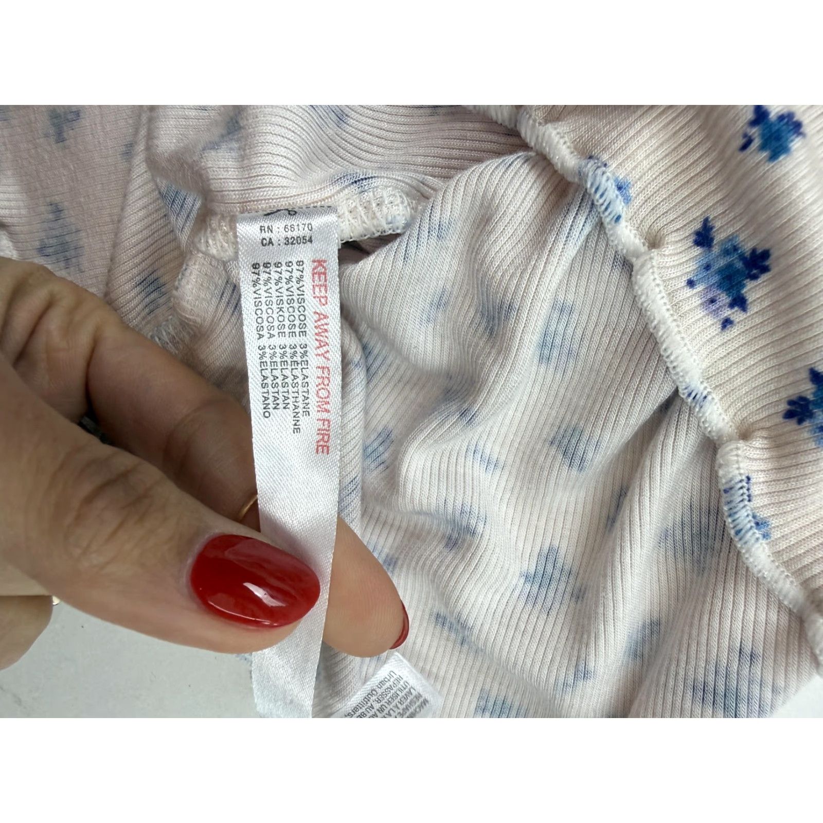 Vintage Out From Under Nightgown Womens Small White Blue Floral Ribbed Chemise Lace Trim Size ONE SIZE - 4 Thumbnail