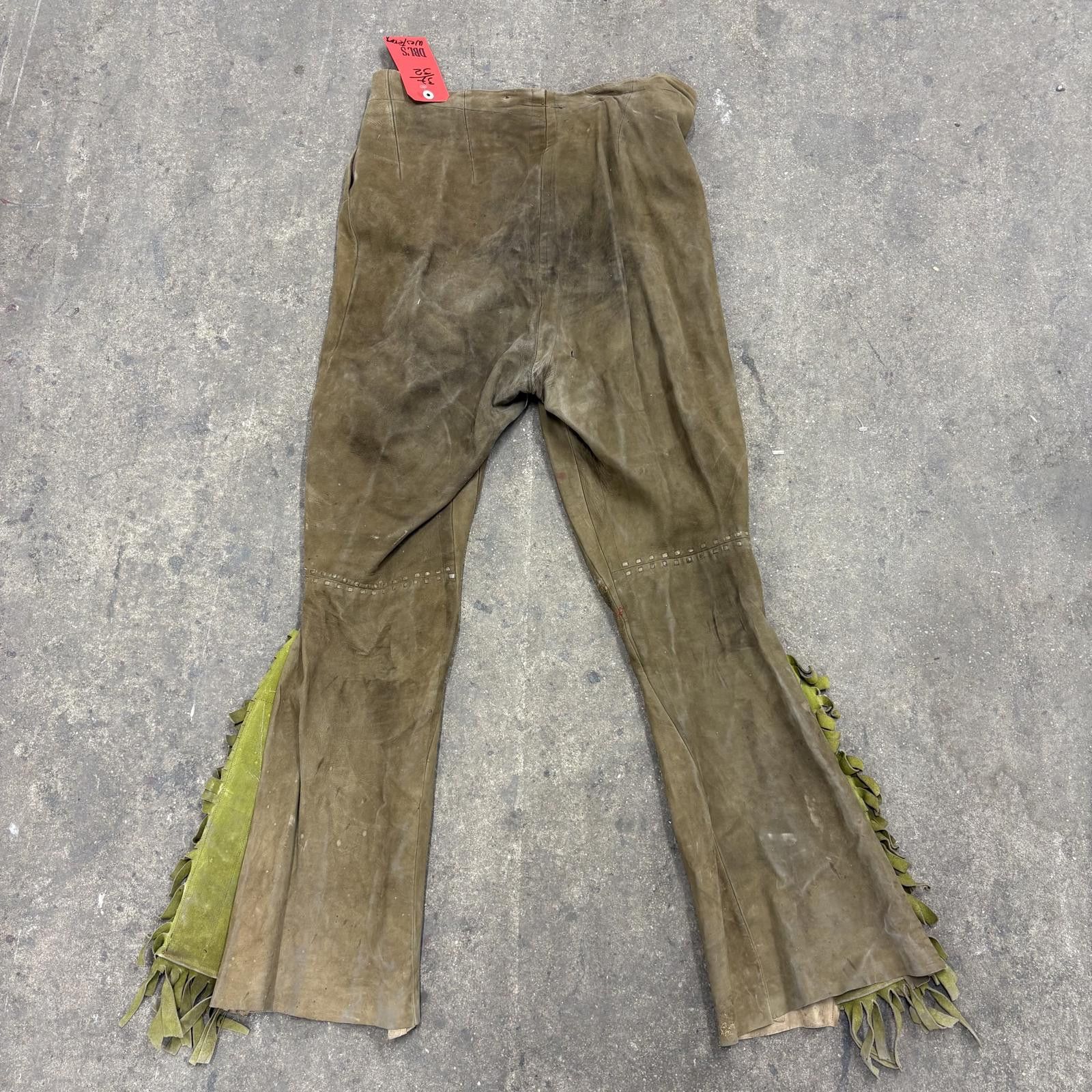 Other Vintage 40s/50s Suede Western Beaded Fringe Trousers Size US 34 / EU 50 - 2 Thumbnail