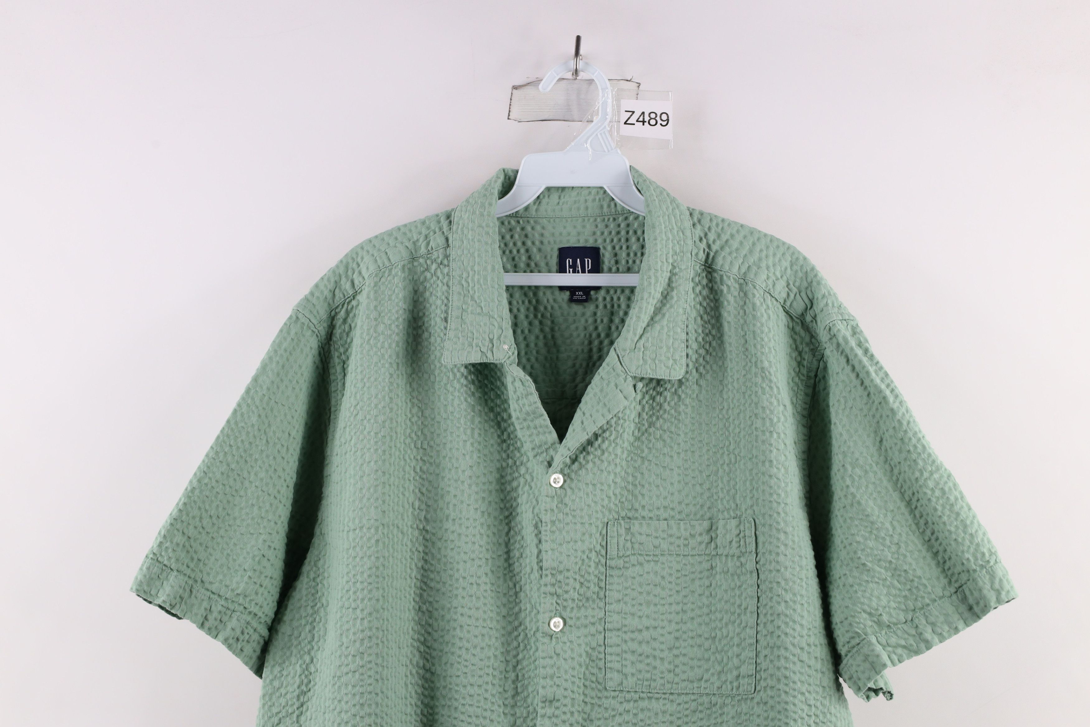 Gap × Vintage Vintage Gap Seer Sucker Short Sleeve Button Shirt Green Size US XXL / EU 58 / 5 - 2 Thumbnail