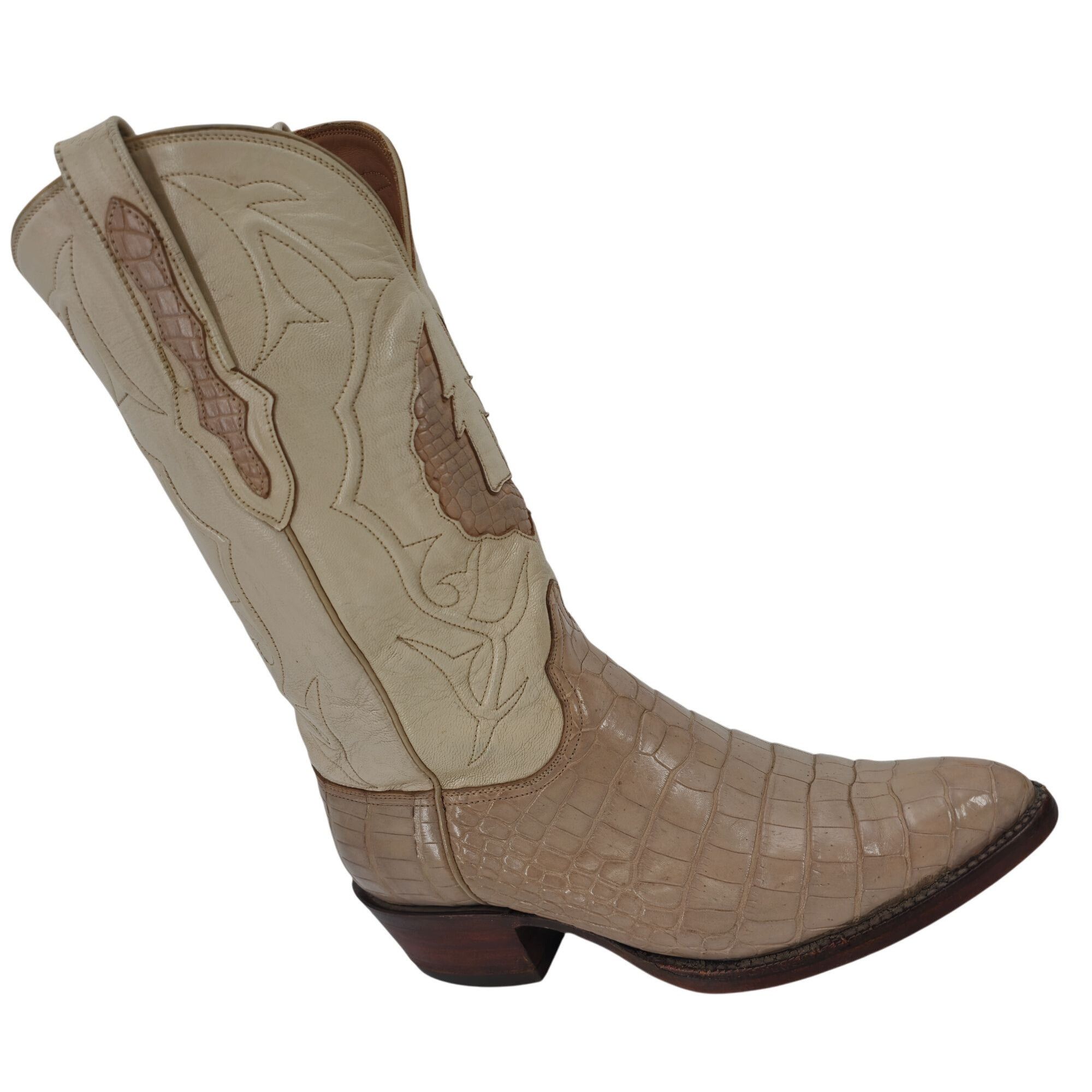 Blackjack Black Jack Exotic Alligator Men 7EE Beige Cream Cowboy Boots Size US 7 / EU 40 - 14 Thumbnail