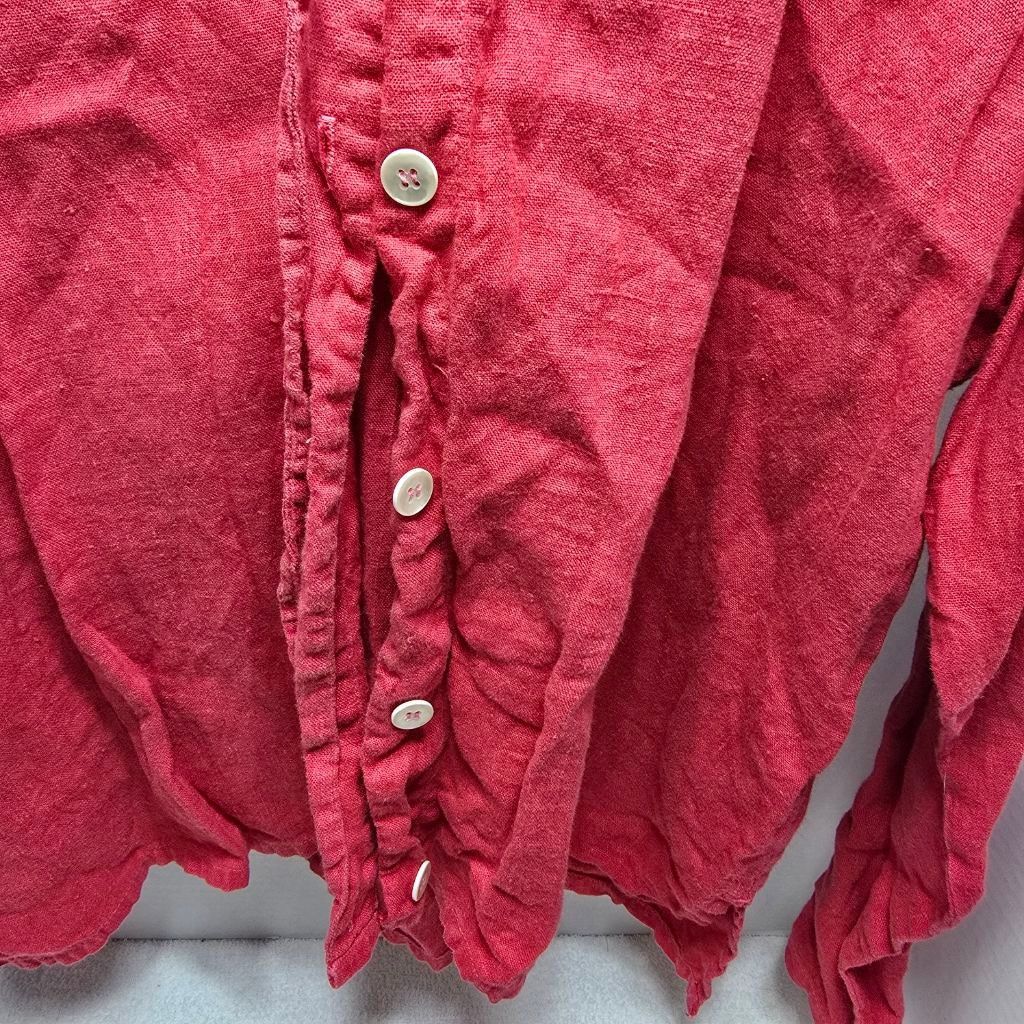 The Unbranded Brand Women's Liz & Jane Red Linen Button Down Shirt L Size L / US 10 / IT 46 - 4 Thumbnail
