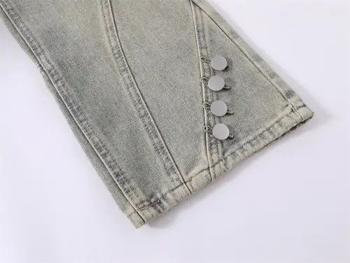 VIBE Men's punk split stitching distressed washed ripped jeans Size US 32 / EU 48 - 5 Thumbnail