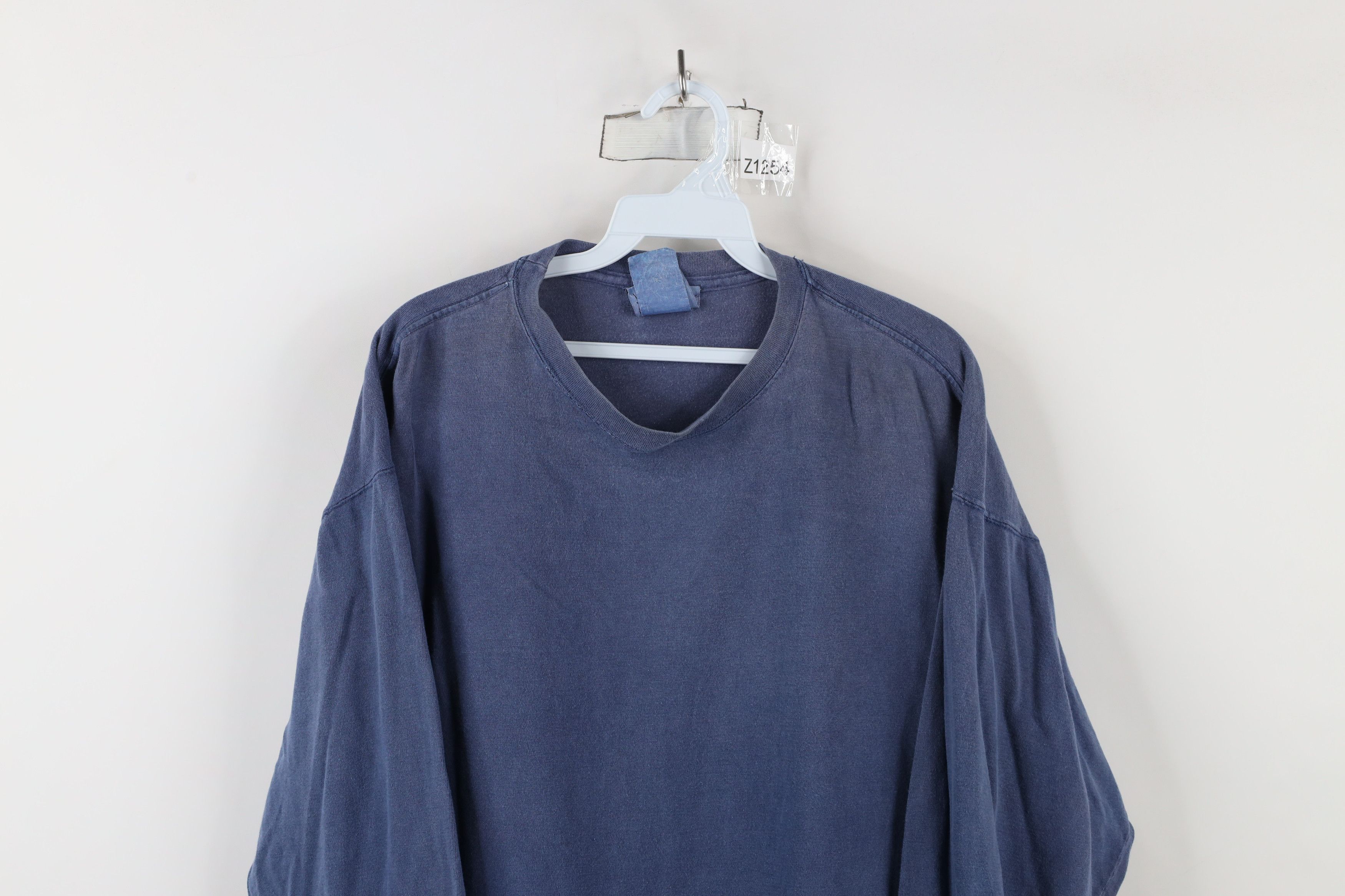 Vintage Vintage 90s Streetwear Blank Cotton Long Sleeve T-Shirt Blue Size US L / EU 52-54 / 3 - 2 Thumbnail