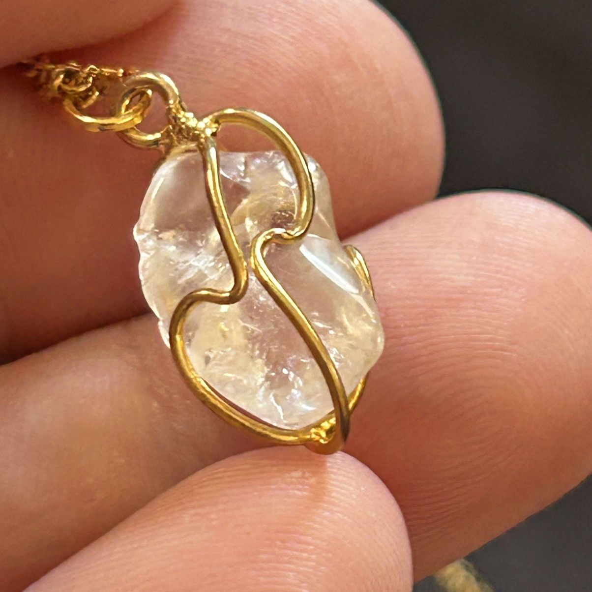Handmade Handcrafted clear quartz wire caged pendant necklace Size ONE SIZE - 7 Thumbnail