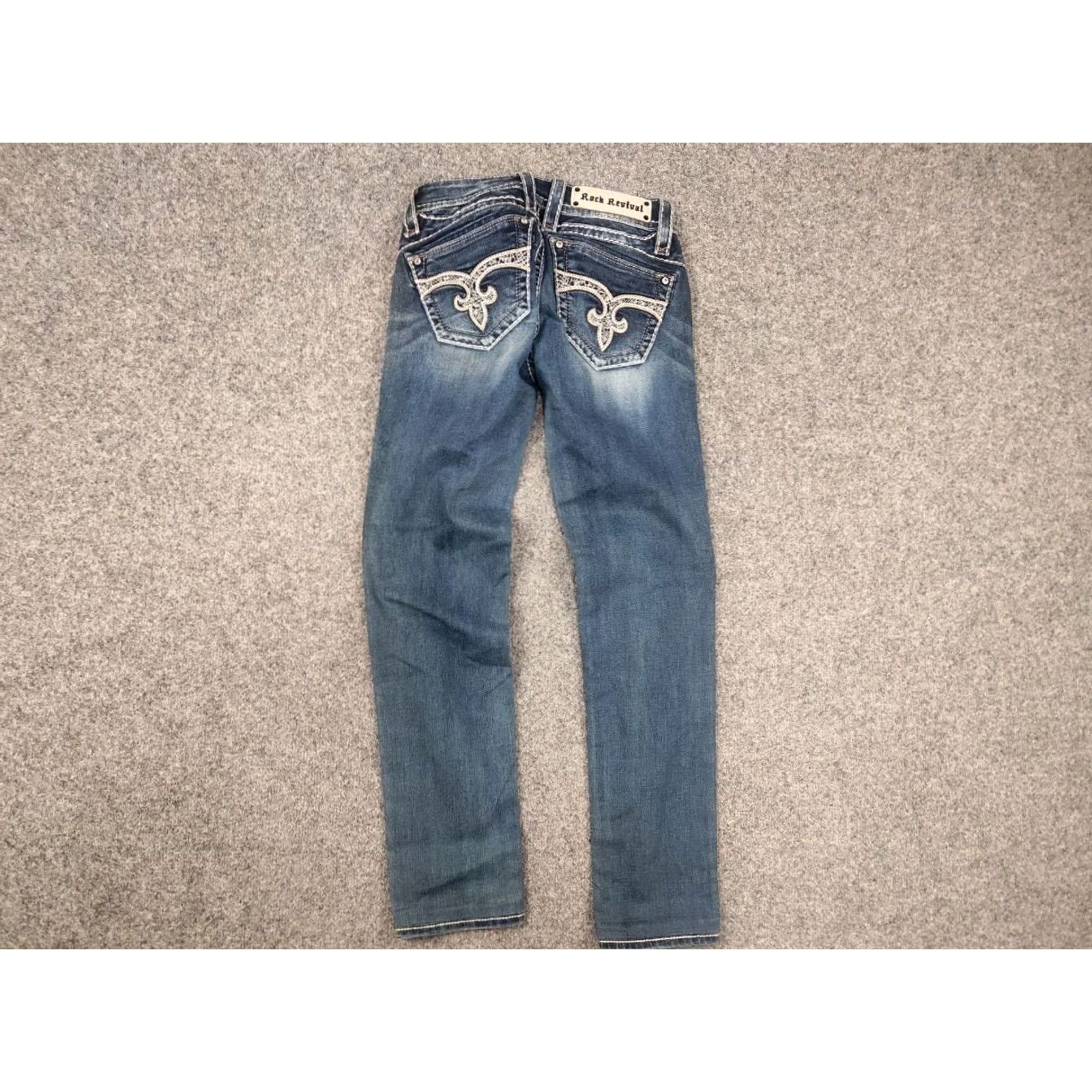 Vintage VINTAGE Rock Revival Adele Embroidered logo Y2K Style Blue Denim Jeans Size 27" / US 4 / IT 40 - 6 Thumbnail
