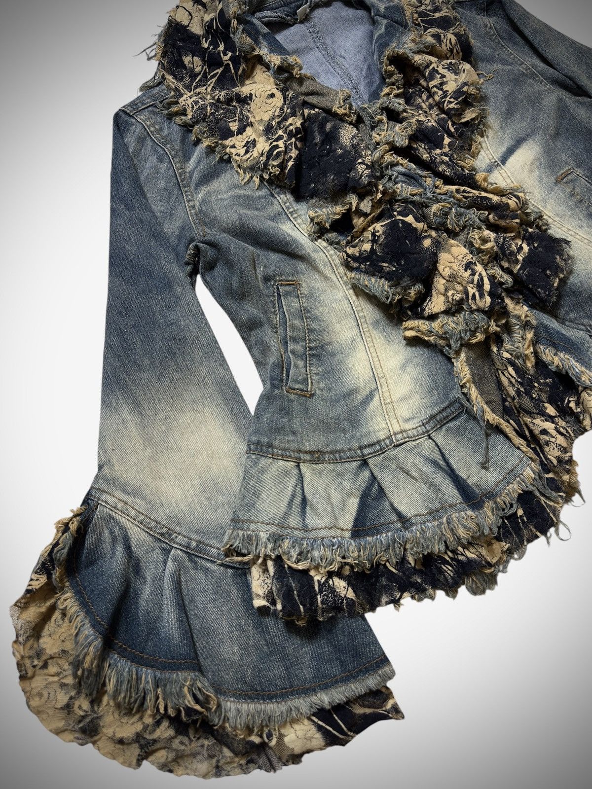 Japanese Brand 2000’s Ichioku - Japanese Ruffle Punk Ifsix Style Denim Size XL / US 12-14 / IT 48-50 - 4 Thumbnail