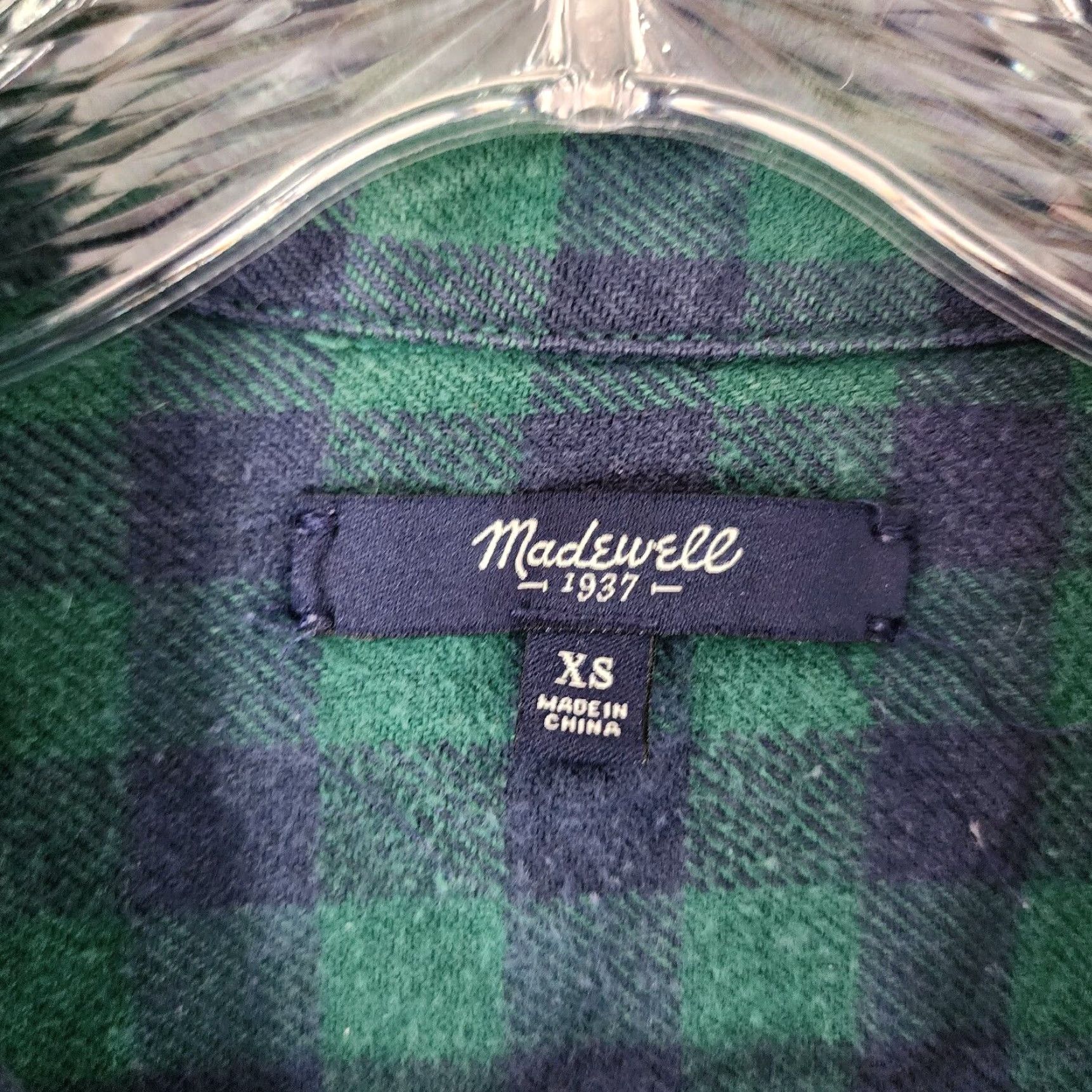 Madewell MADewell Mens Plaid Flannel Button-Up Shirt Long Sleeve Green Blue XS Size US XS / EU 42 / 0 - 4 Thumbnail