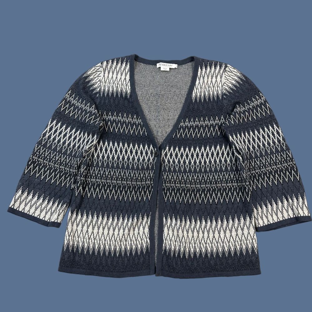 Pendleton Pendleton Sweater Women's Small Blue White Linen Blend Button Front Cardigan Size S / US 4 / IT 40 - 1 Thumbnail