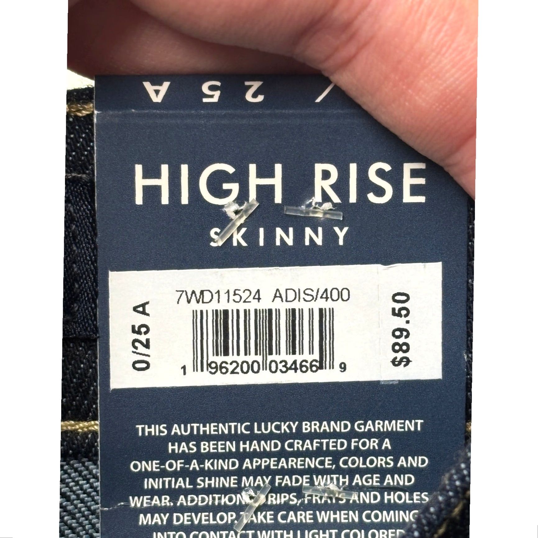 Lucky Brand Lucky Brand Bridgette High Rise Skinny Jeans Women Dark Wash 25 Inseam 27 Button Fly 5-Pocket Denim Comfort Stretch NWT Size 42" / US 20 - 7 Thumbnail