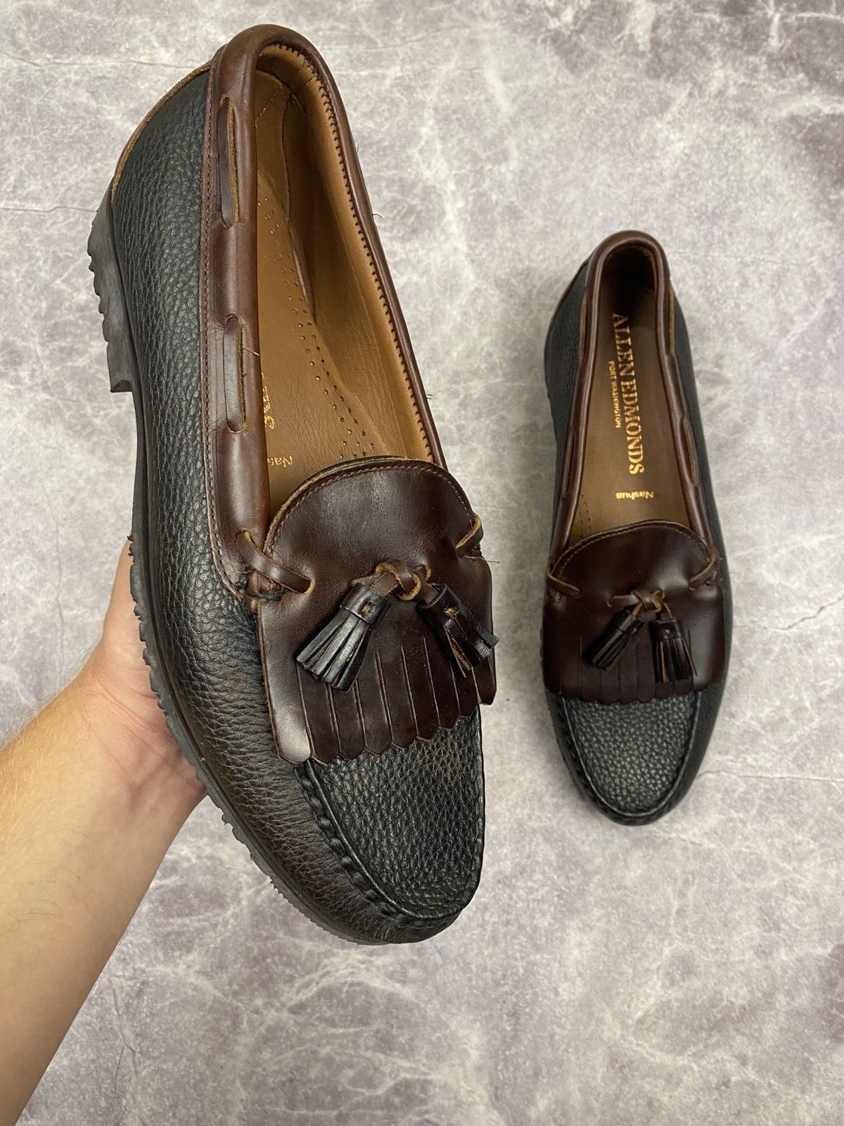 Allen Edmonds Nashua Tassel Kiltie Black/Brown Loafers Sz:11