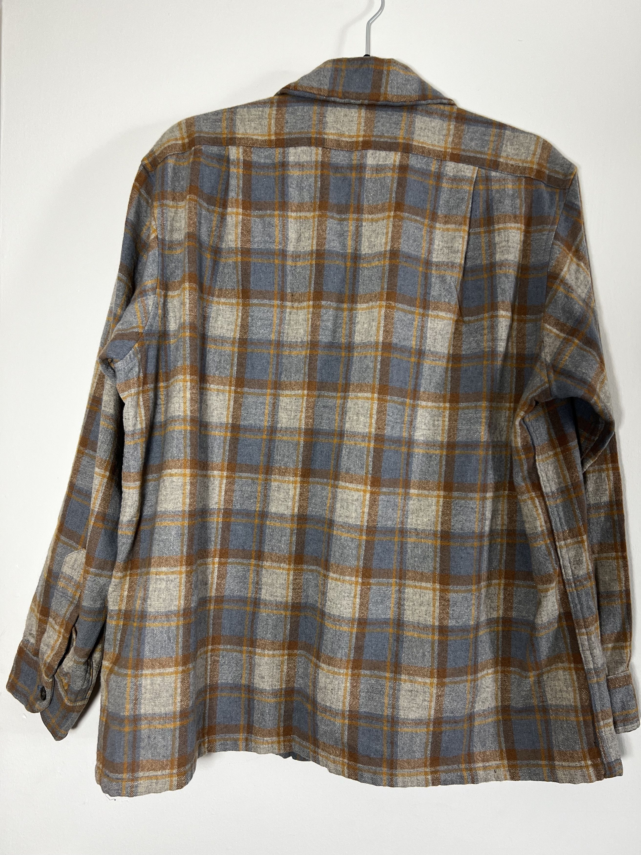 Flannel Vintage 1960's-1970's Pendleton Wool Grey/ Rust Plaid Shirt Size US M / EU 48-50 / 2 - 7 Thumbnail