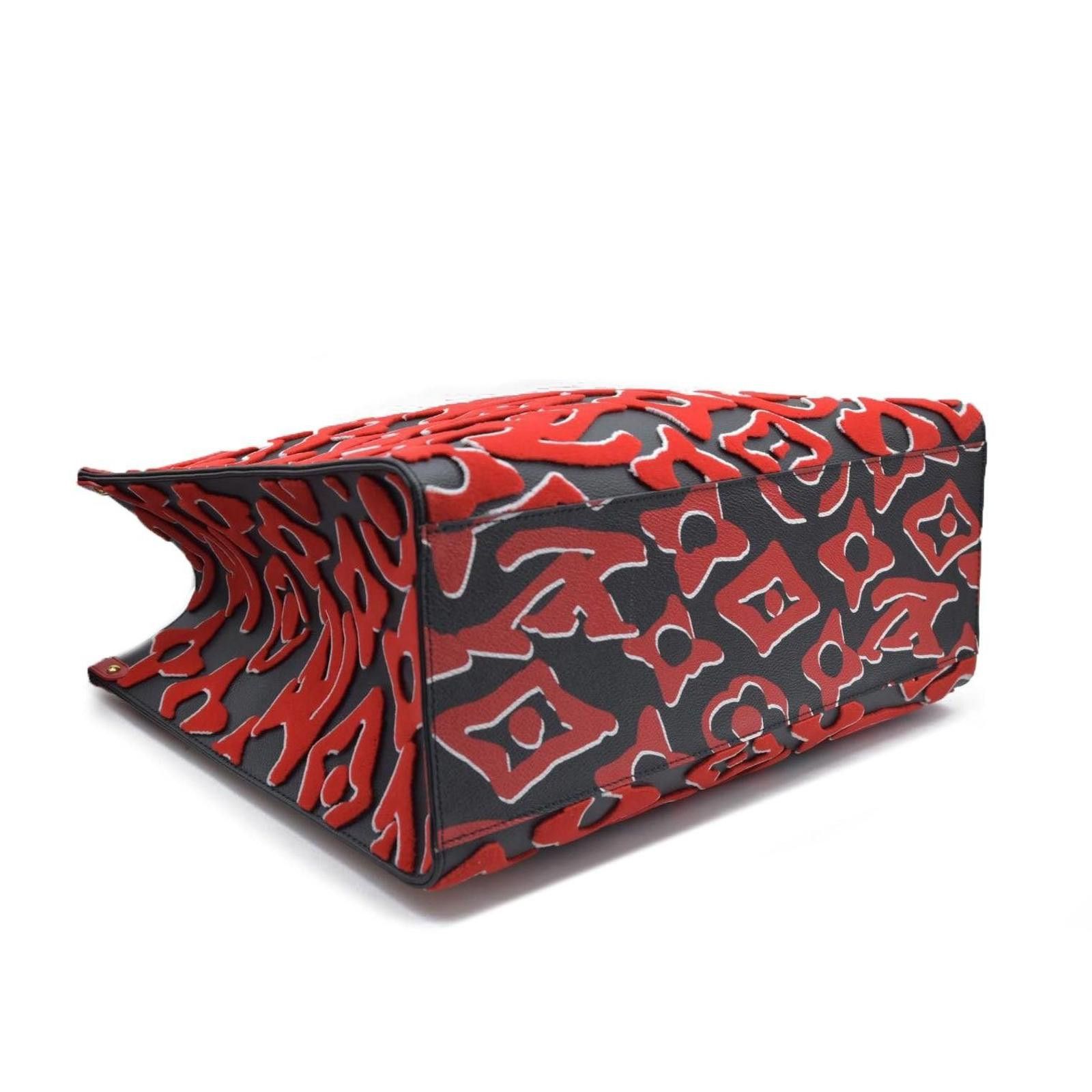 Louis Vuitton $3850 Louis Vuitton x Urs Fischer On the Go GM Red Black Size ONE SIZE - 4 Thumbnail