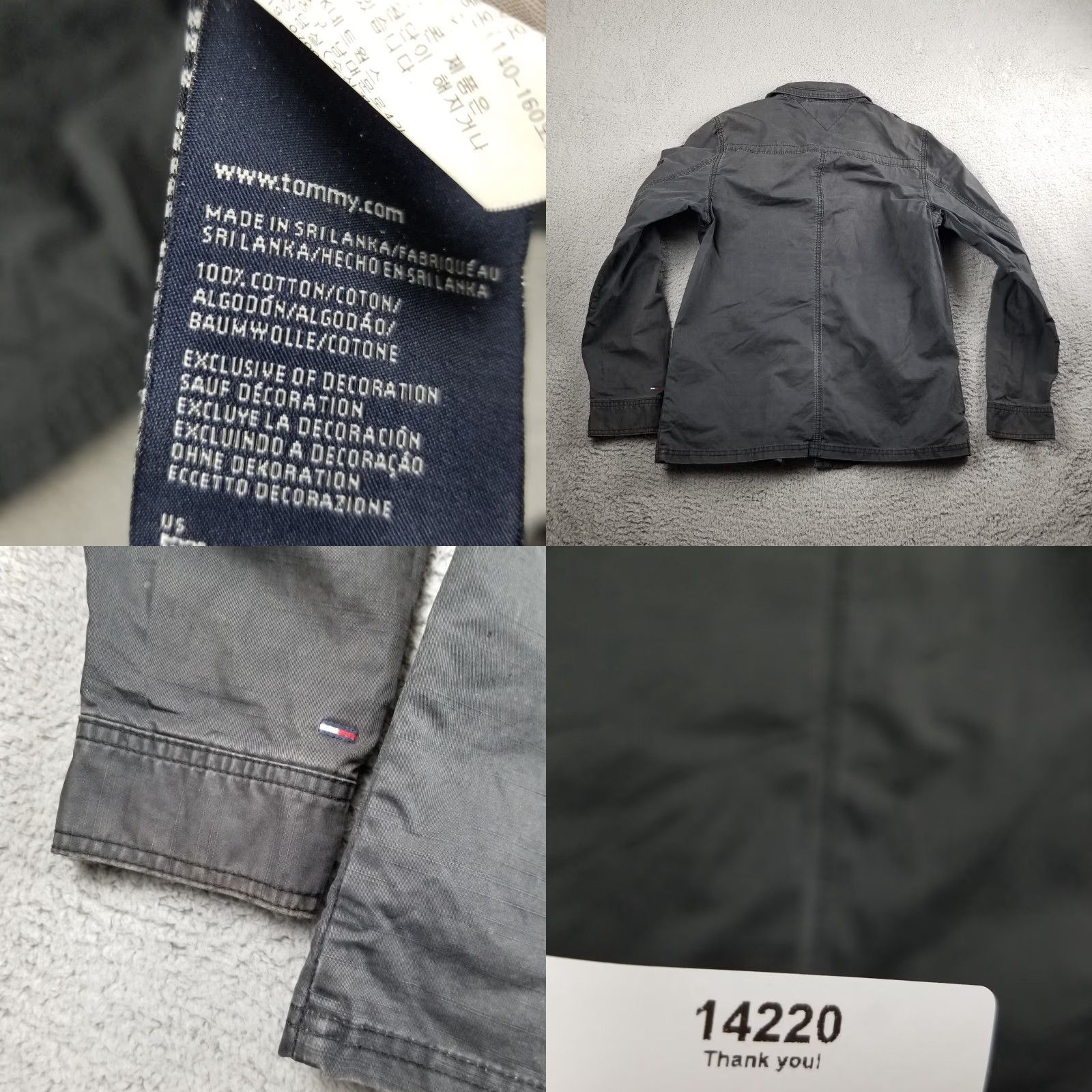 Tommy Hilfiger VINTAGE Tommy Hilfiger Denim Jacket Men's Y2K Charcoal Cotton Medium Coat Size US M / EU 48-50 / 2 - 8 Thumbnail