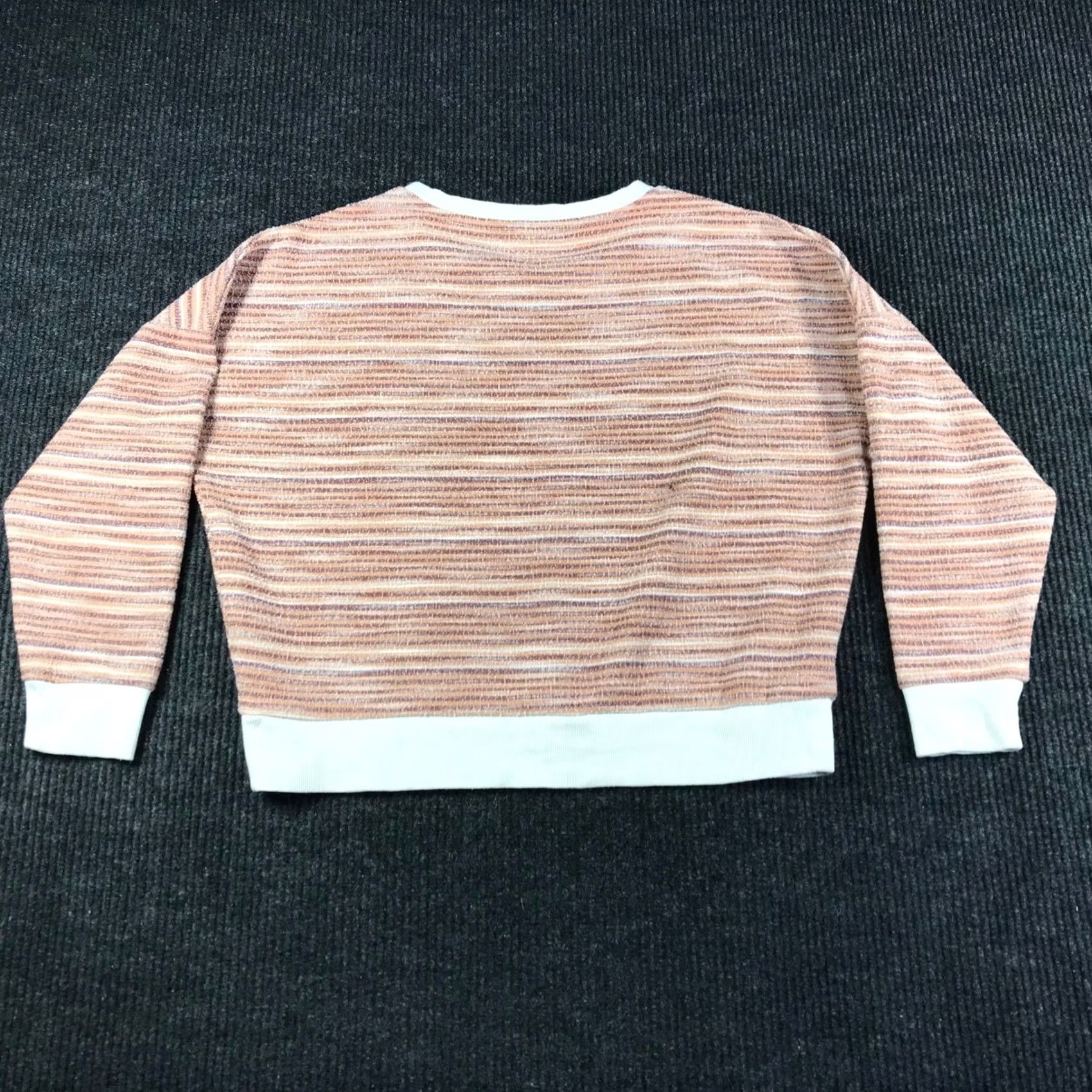 Vintage Natural Reflections Pink Striped Textured Pullover Sweatshirt Top Womens Large Size L Crew Neck Long Sleeve Casual Knit Lightweight Stretch Size L / US 10 / IT 46 - 4 Thumbnail