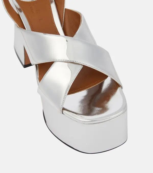 Marni o1w1db10125 Mirrored Leather Platform Sandals in Silver Size US 8 / IT 38 - 3 Thumbnail