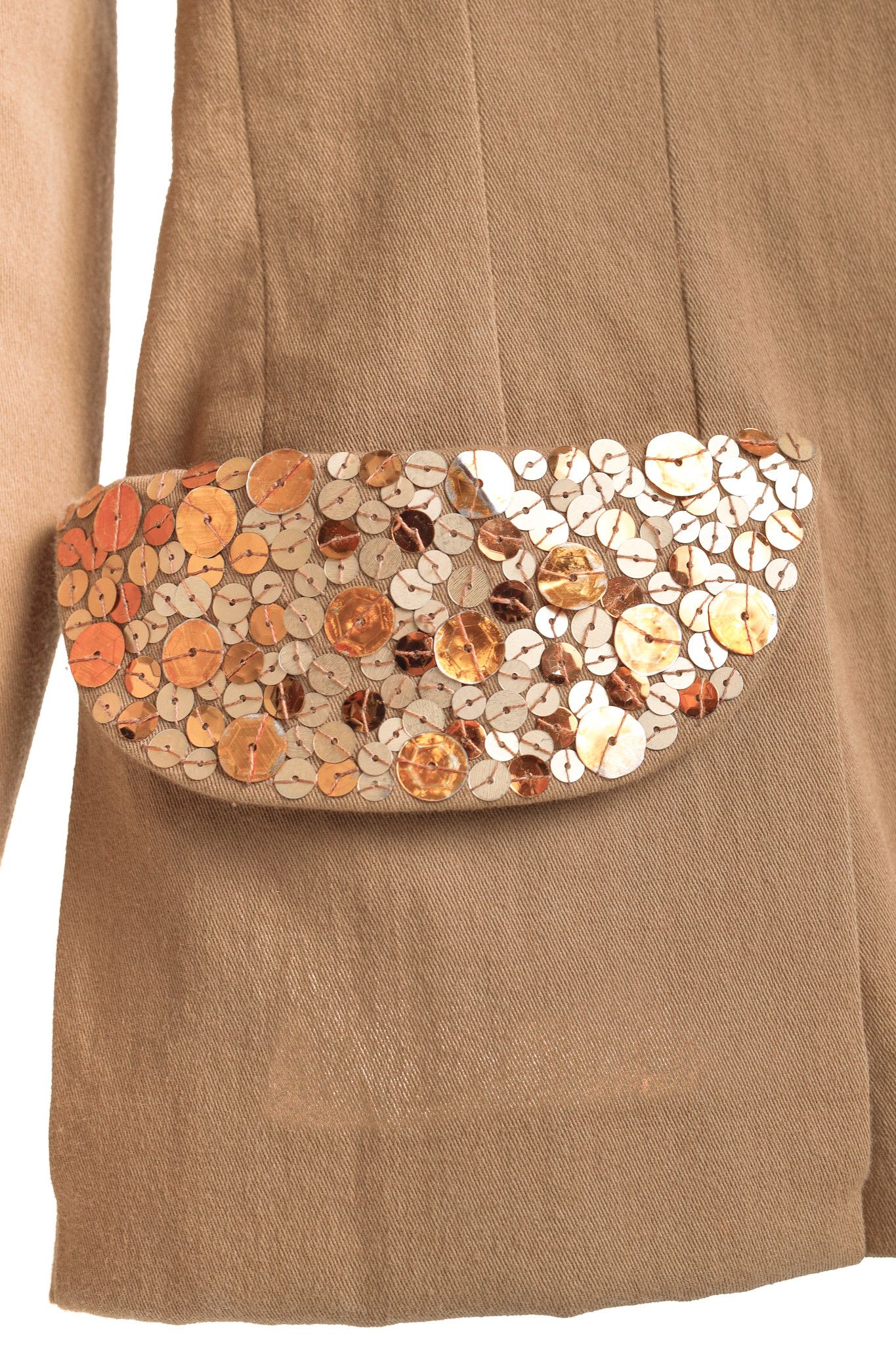 Blumarine Blumarine Tan Cotton Sequined Blazer Size S / US 4 / IT 40 - 7 Thumbnail