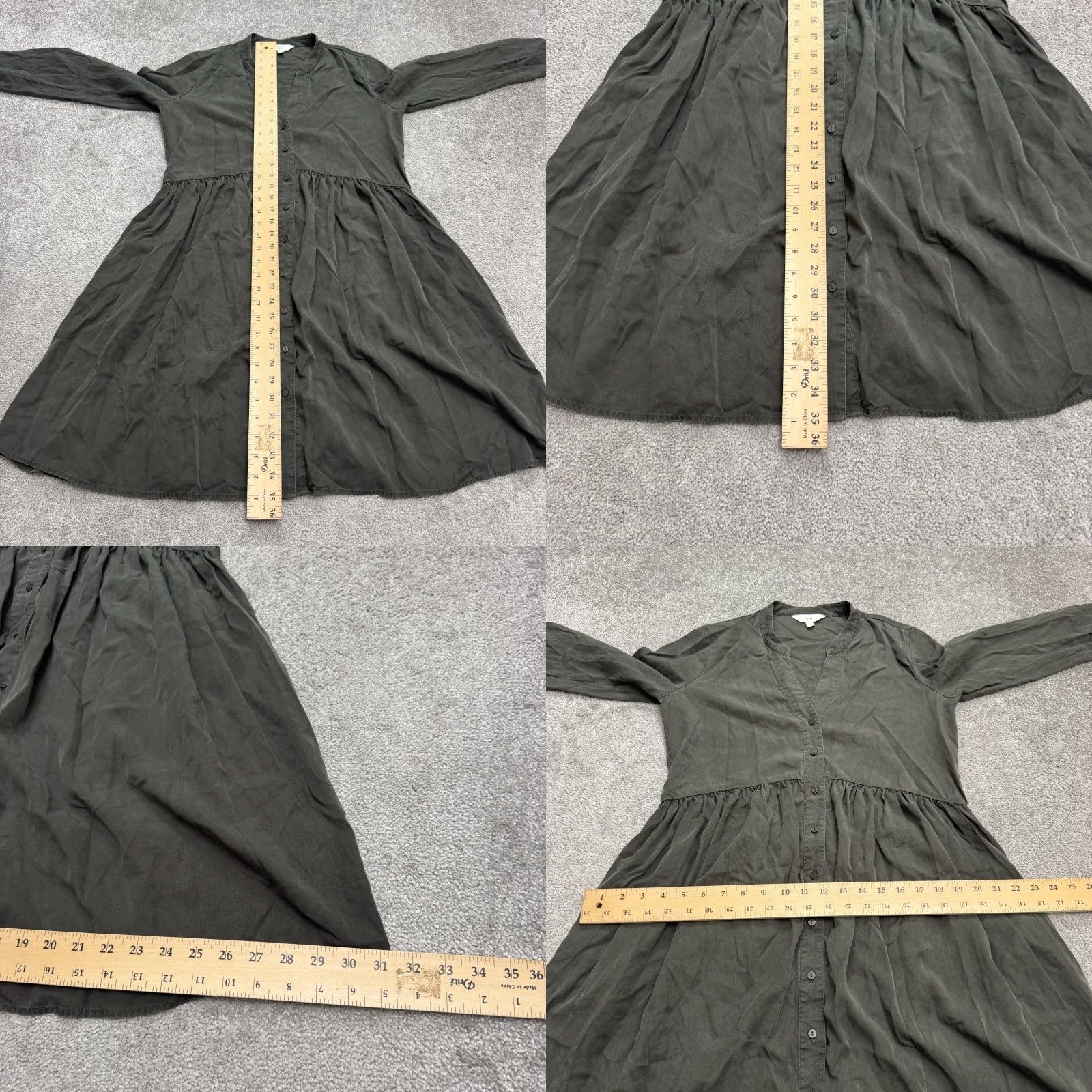 Vintage Ripe Maternity Button Front Collarless Shirt Dress Womens XS Green Long Sleeve Shirt Dress Size XS / US 0-2 / IT 36-38 - 8 Thumbnail