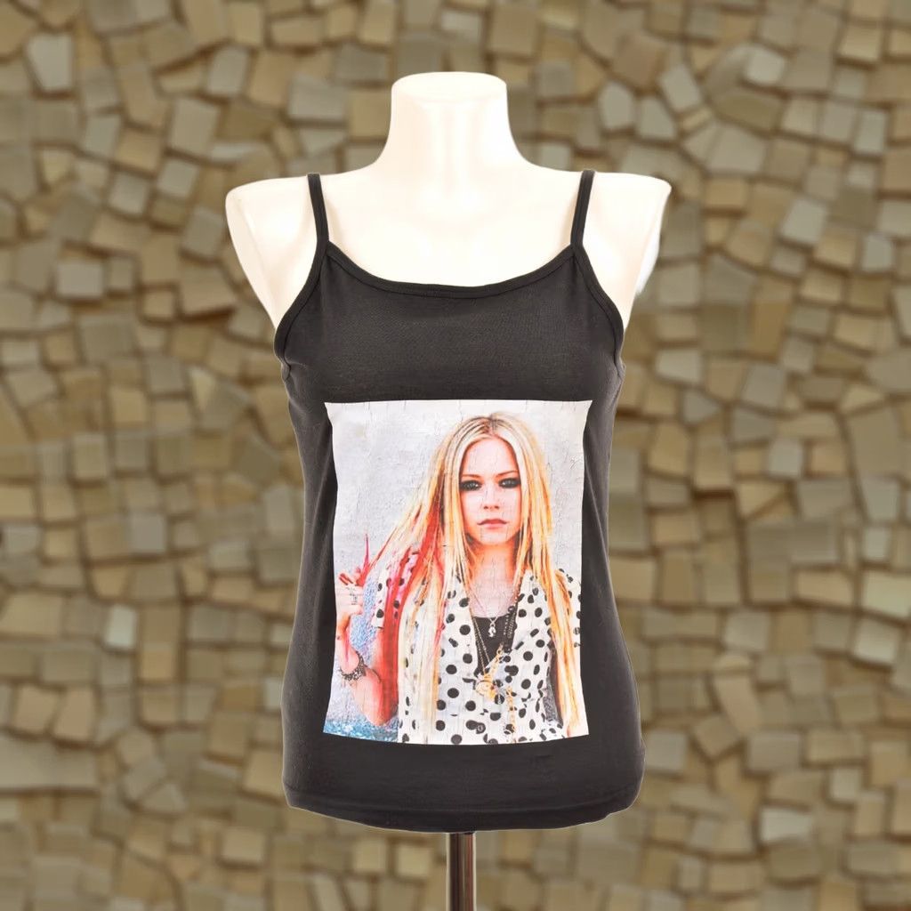 Jerzees VINTAGE Jerzees Avril Lavigne Womens Tank Top Singlet M Black Y2K 2000s Tank Womens Shirt/Top Size M / US 6-8 / IT 42-44 - 1 Thumbnail