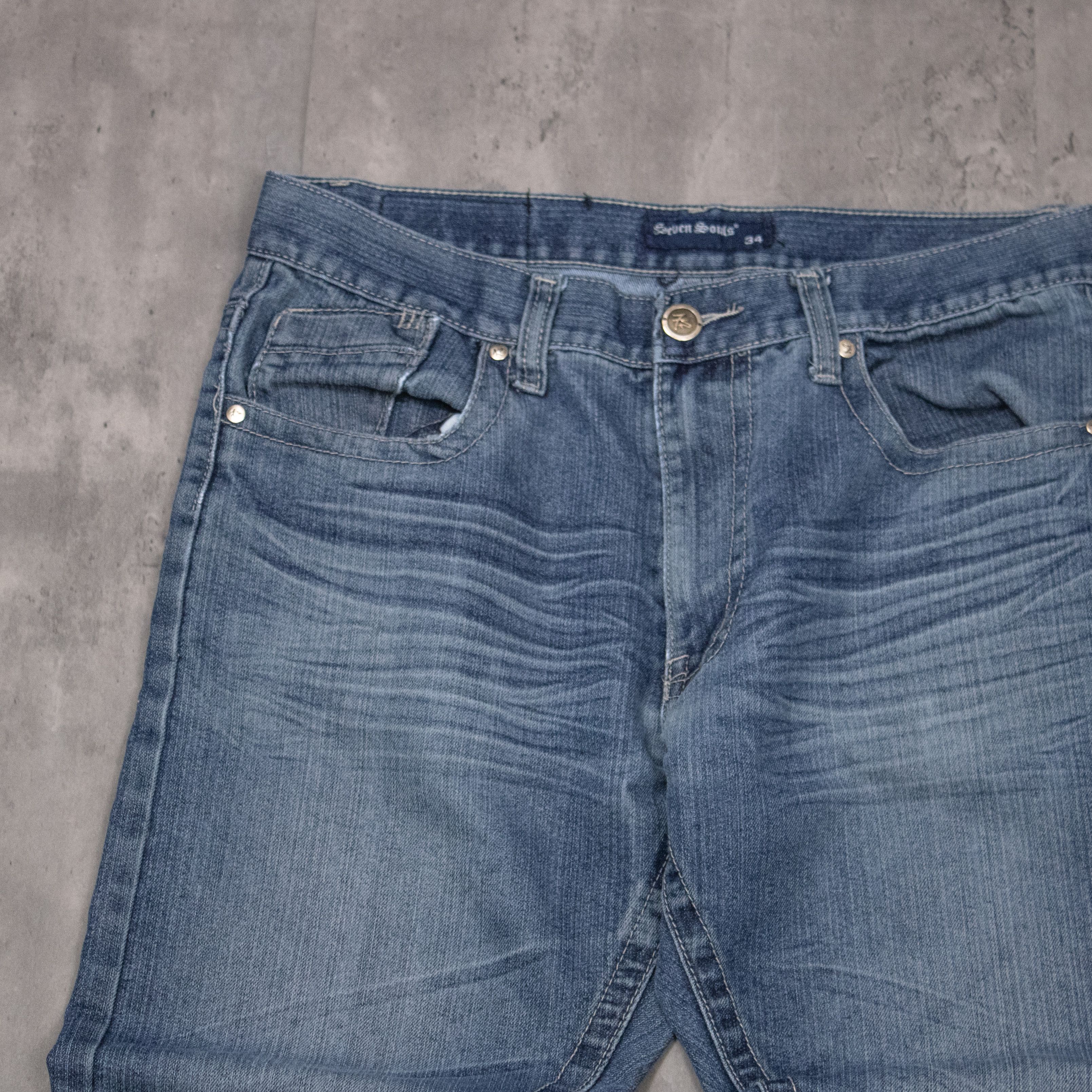 Japanese Brand Y2K Seven Souls Mid Wash Bootcut Denim Jeans Size US 34 / EU 50 - 23 Thumbnail