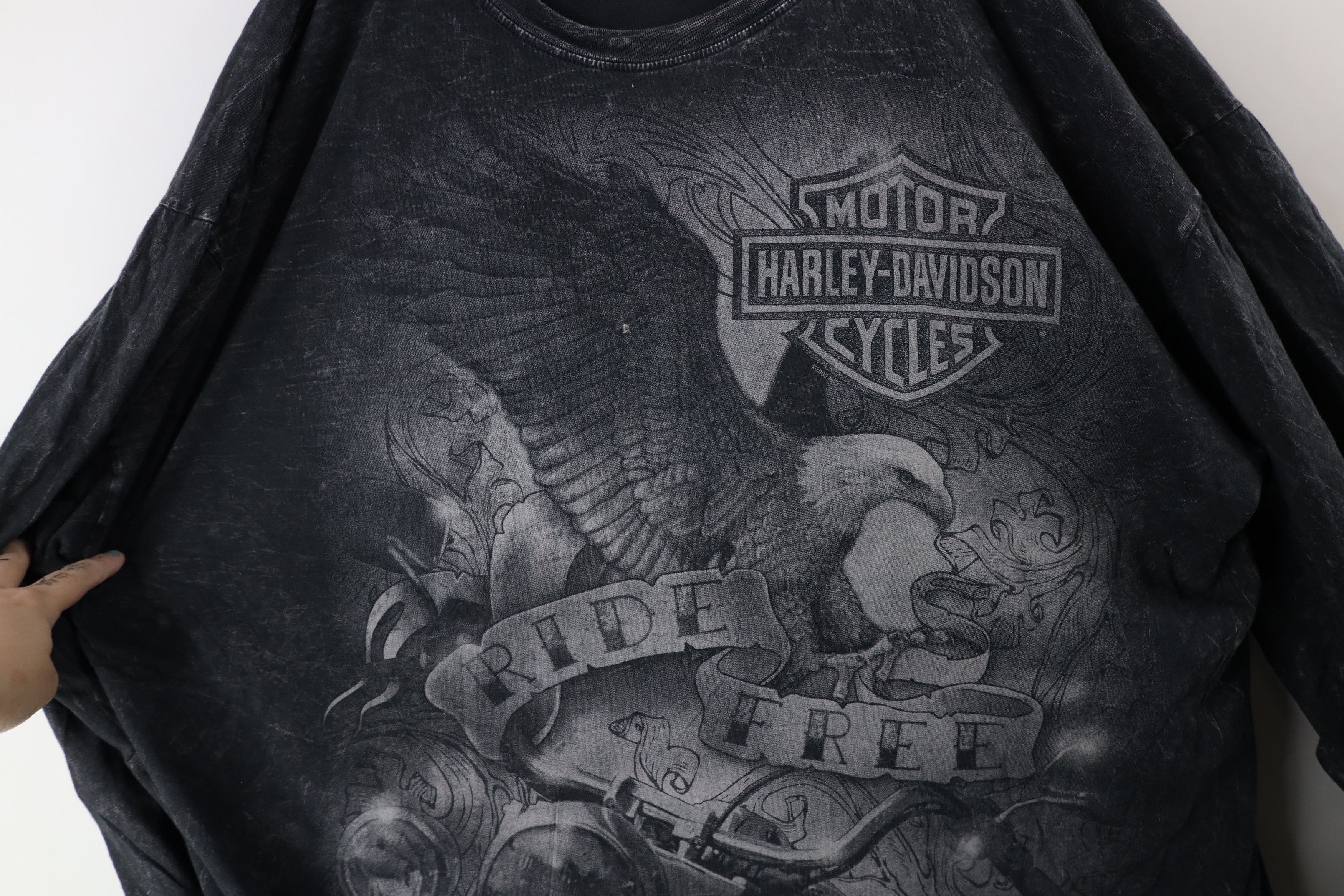 Harley Davidson Vintage Harley Davidson Acid Wash Eagle Long Sleeve T-Shirt Size US XXL / EU 58 / 5 - 6 Thumbnail