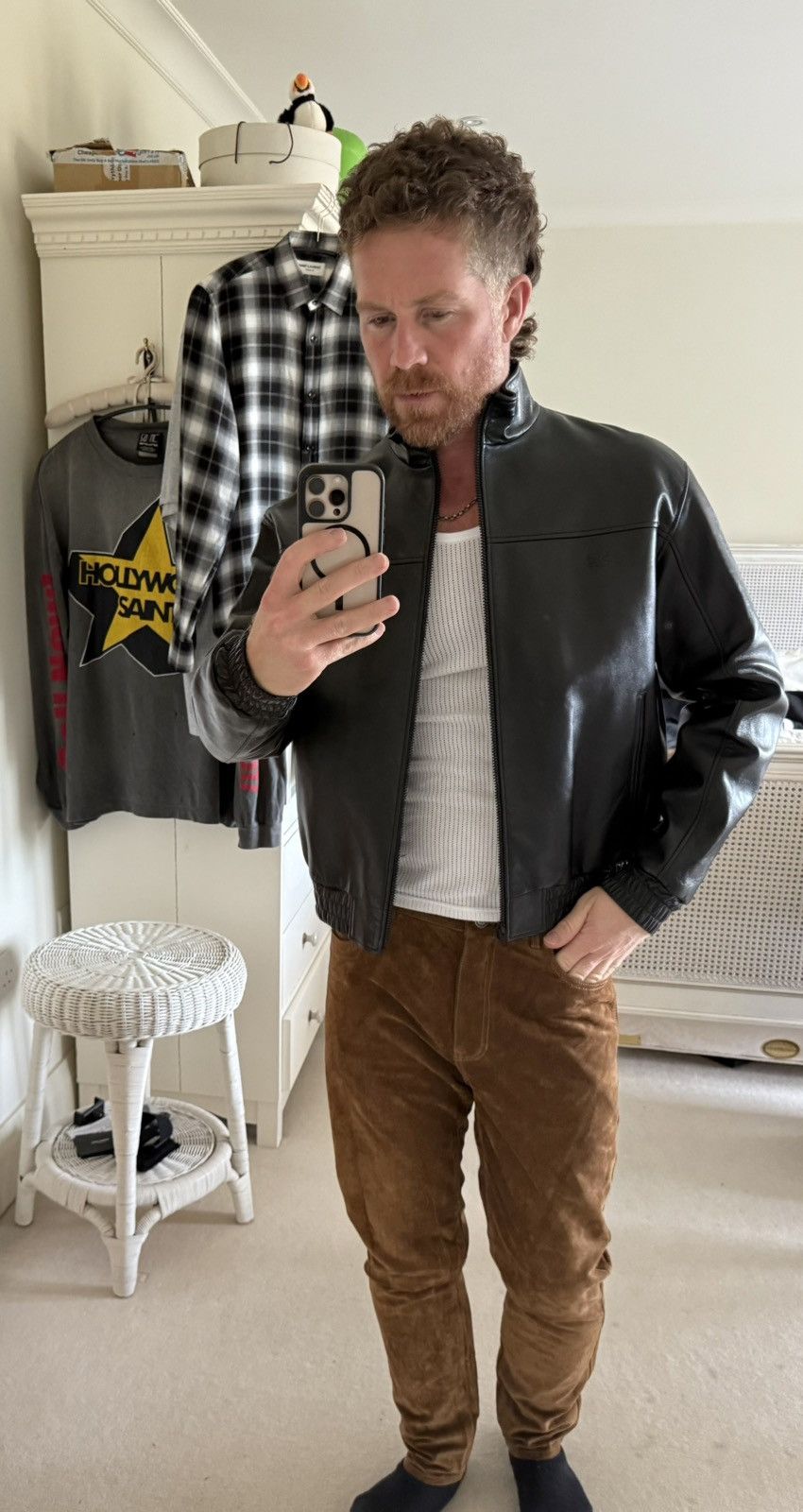 Celine FW24 Celine logo Triomphe leather tracksuit jacket 54 Hedi Size US L / EU 52-54 / 3 - 2 Thumbnail
