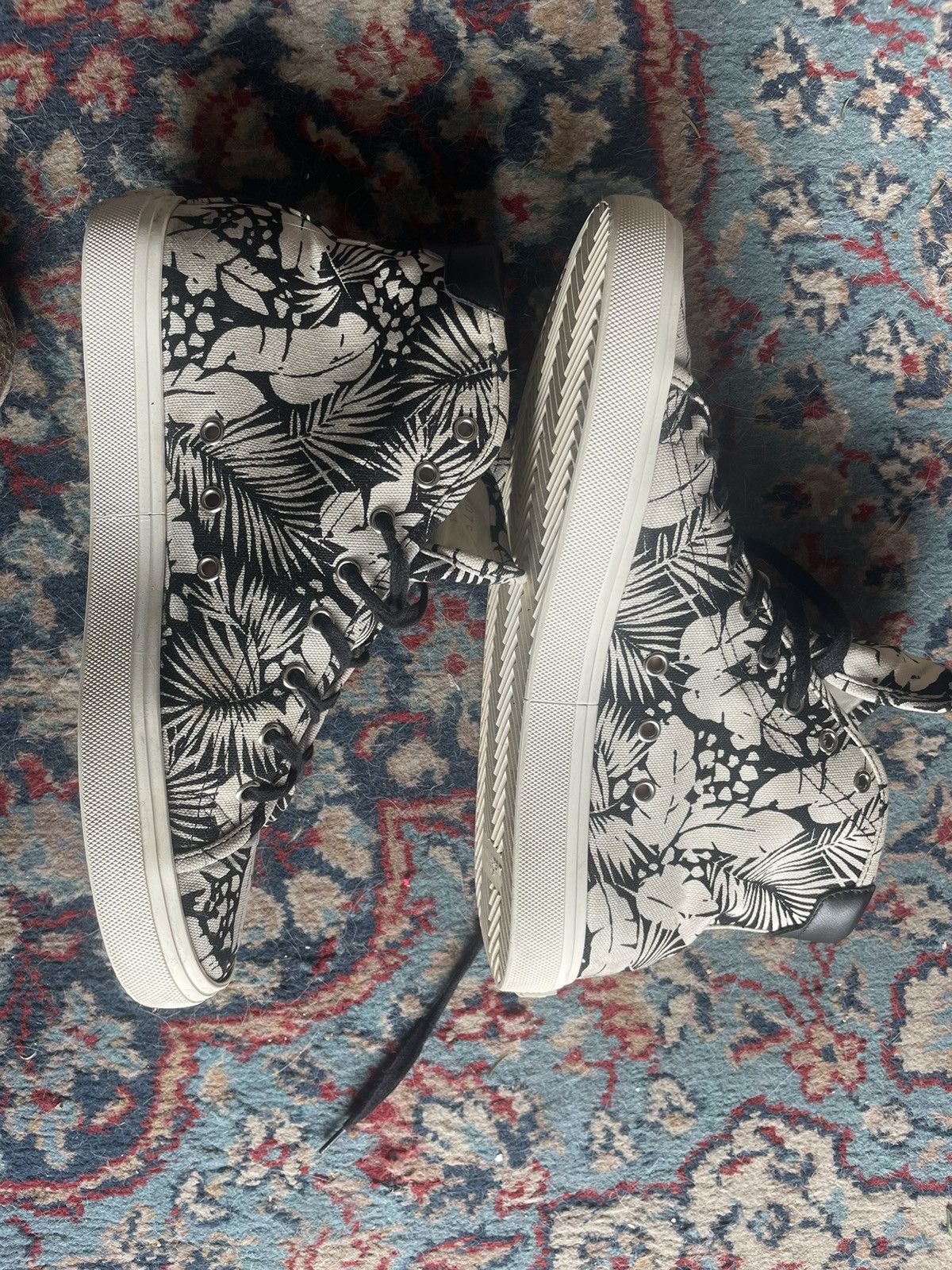 Saint Laurent Paris SLP high-top canvas graphic print sneakers Size US 9.5 / EU 42-43 - 3 Thumbnail