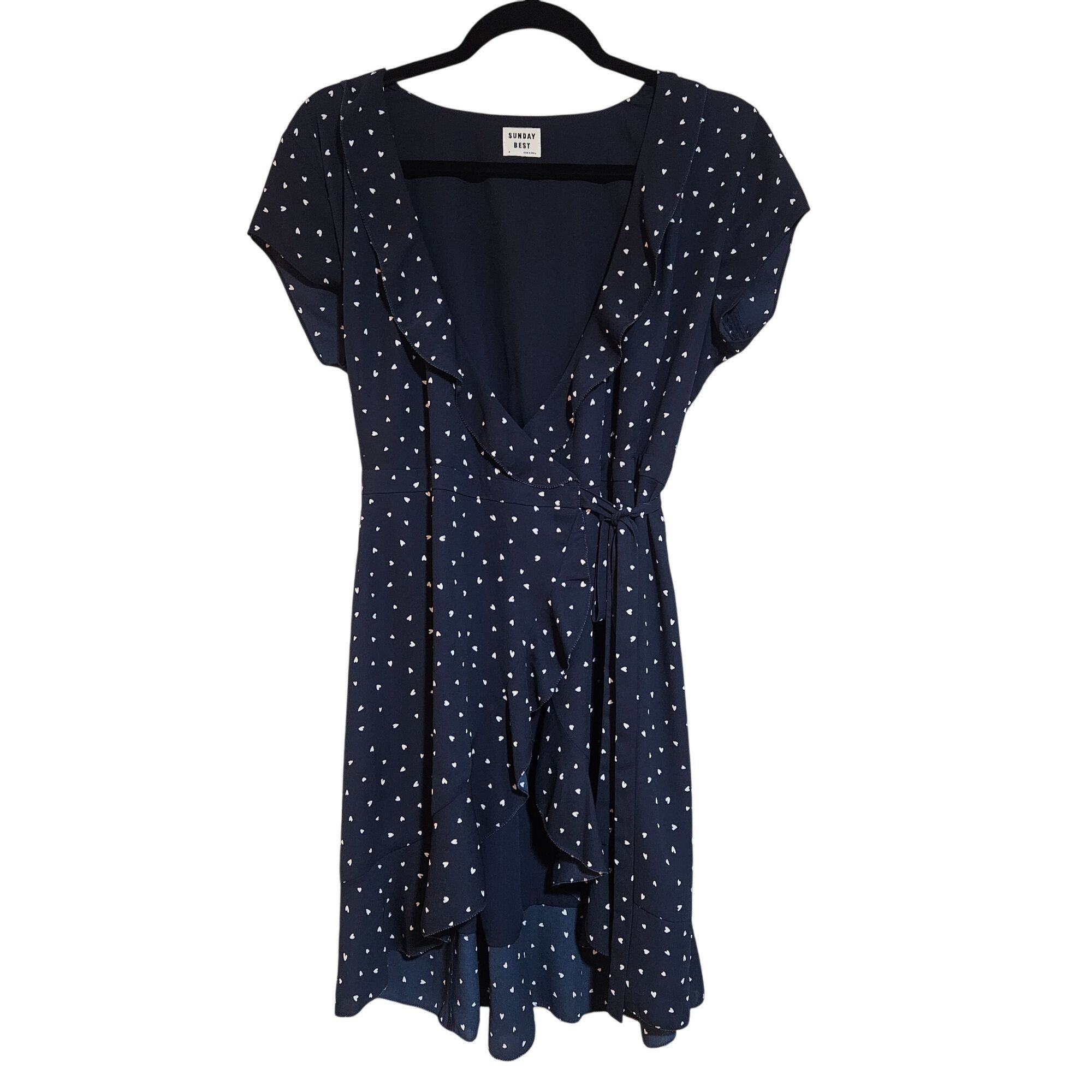 Aritzia Aritzia Sunday Best Wrap Dress Navy 6 Ruffle Feminine French Size M / US 6-8 / IT 42-44 - 5 Thumbnail