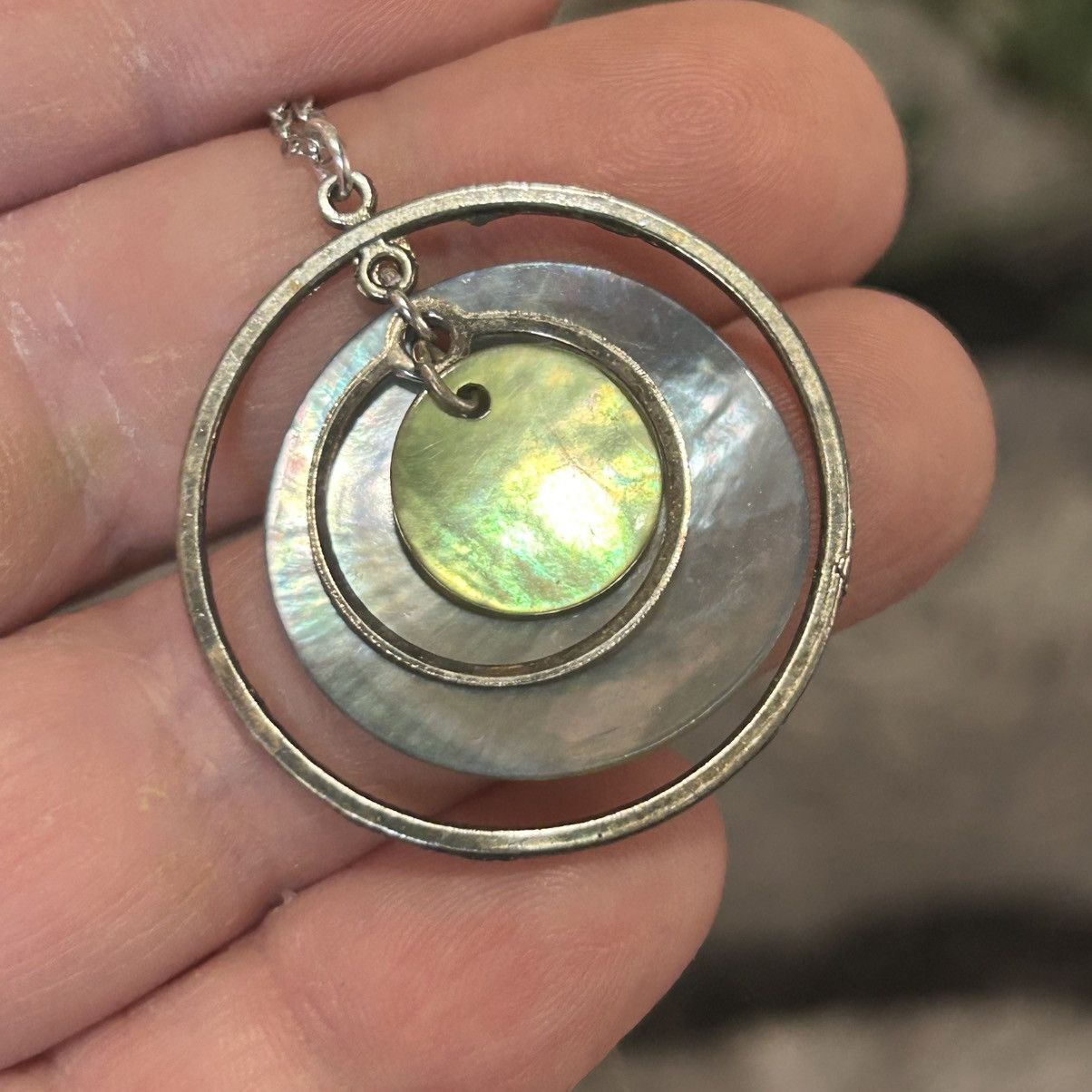 Handmade Handcrafted salvaged vintage shell galaxy pendant necklace Size ONE SIZE - 5 Thumbnail