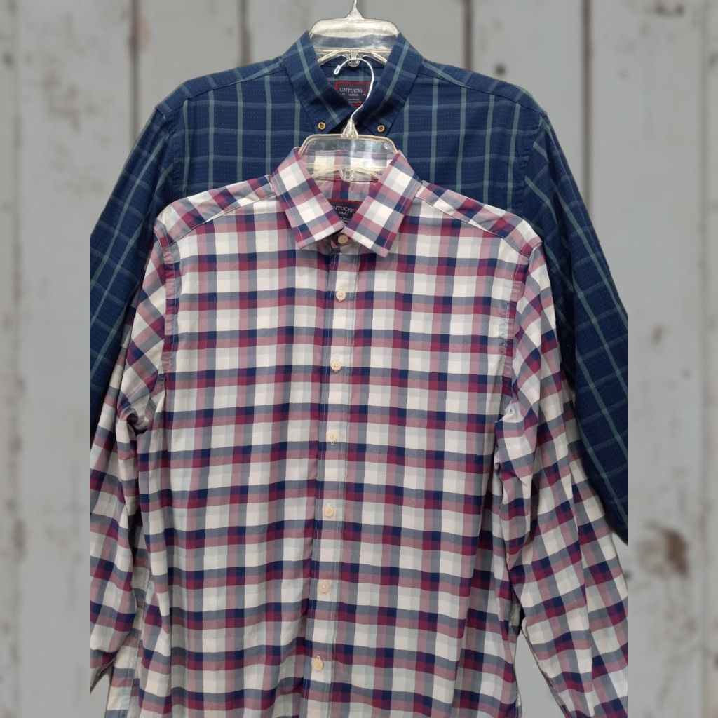 UNTUCKit UNTUCKit Shirts Long Sleeve Button-Up Untuckit 2 Men's Small Blue Purple Plaid Solid Casual Workwear Size US S / EU 44-46 / 1 - 1 Thumbnail