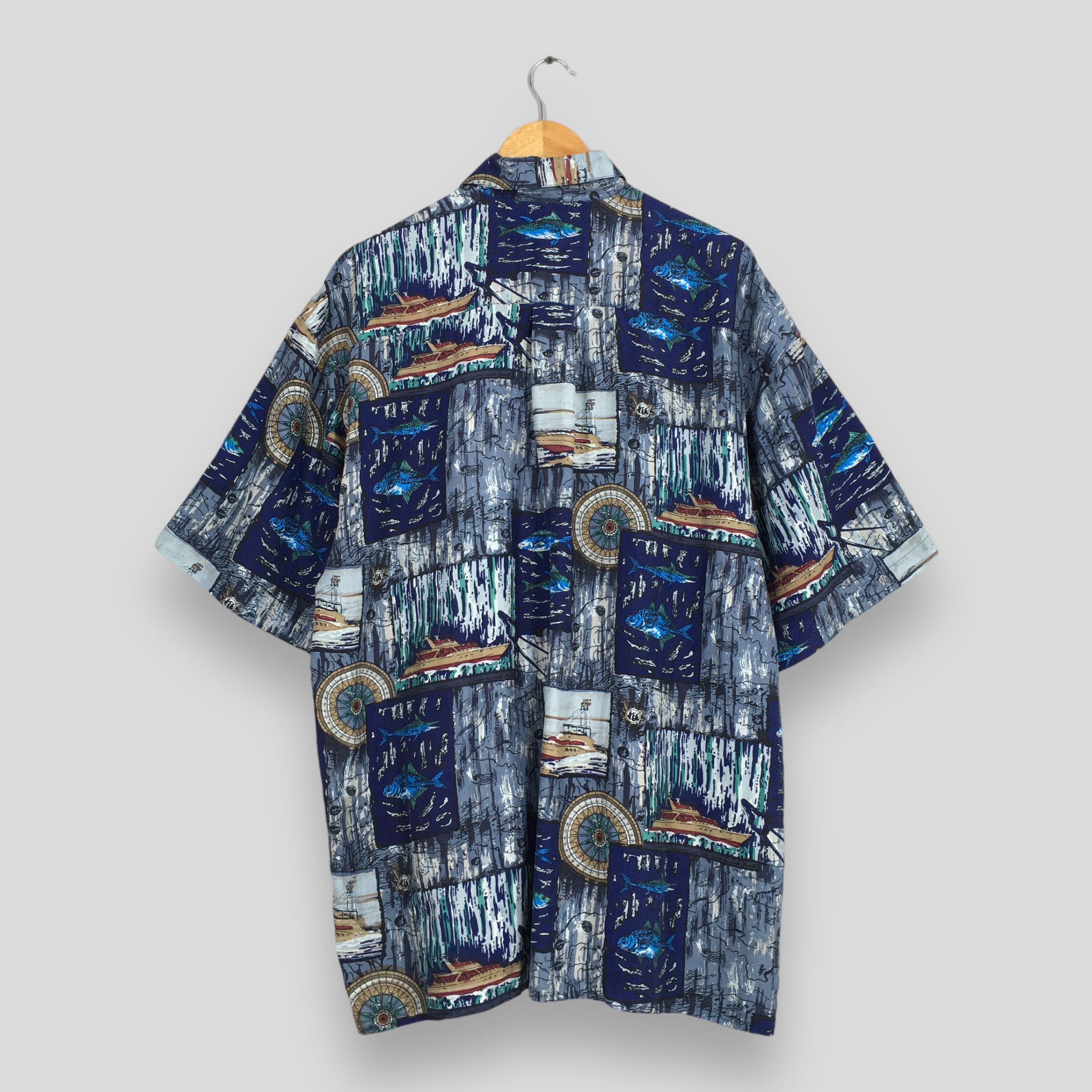 Other Vintage Fish Sailing Hawaiian Silk Shirt XLarge Size US XL / EU 56 / 4 - 6 Thumbnail