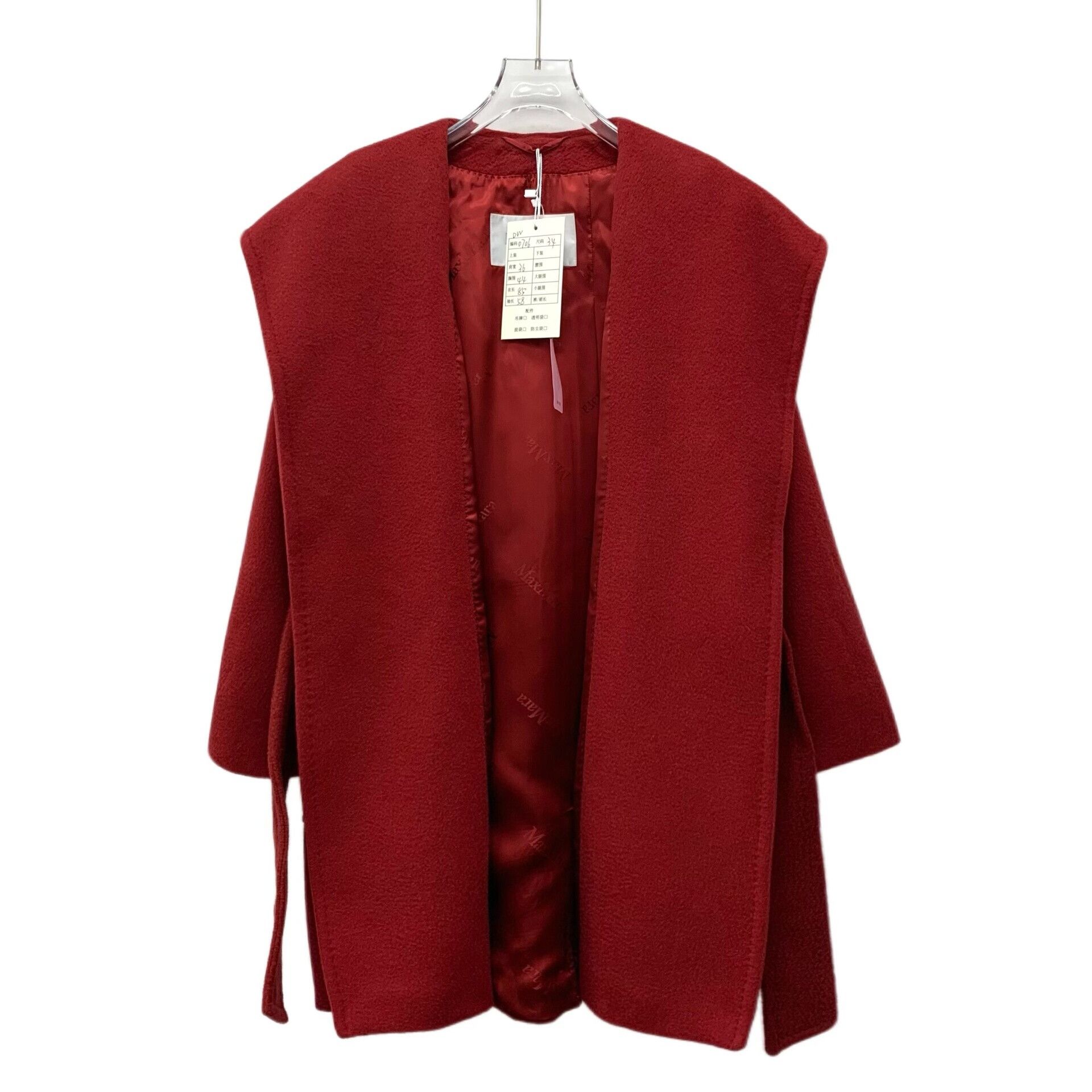 maxmara red hooded coat with belt