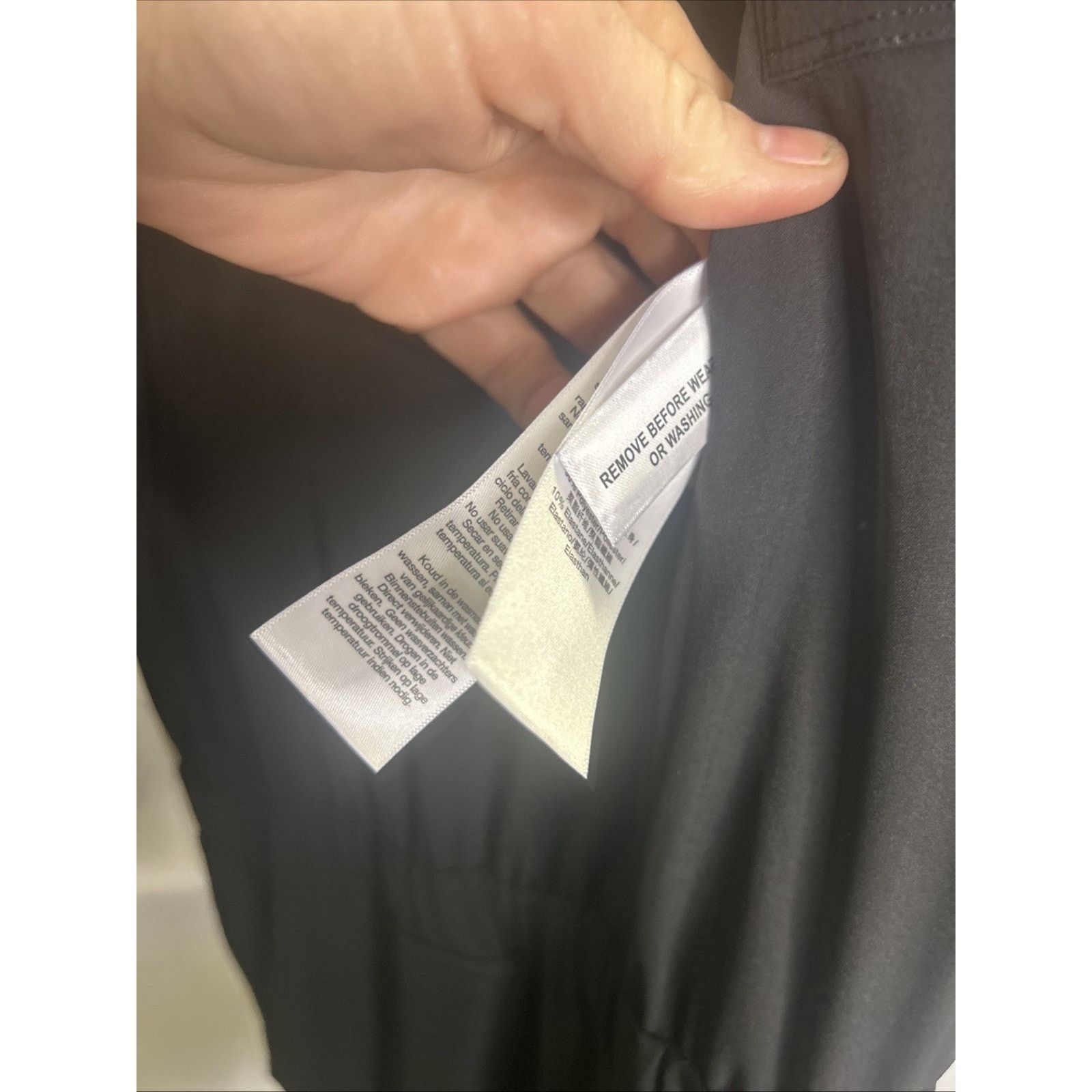 DKNY DKNY Black Utility Cargo Jumpsuit Womans L Tab Sleeve Travel Size 29" - 11 Thumbnail