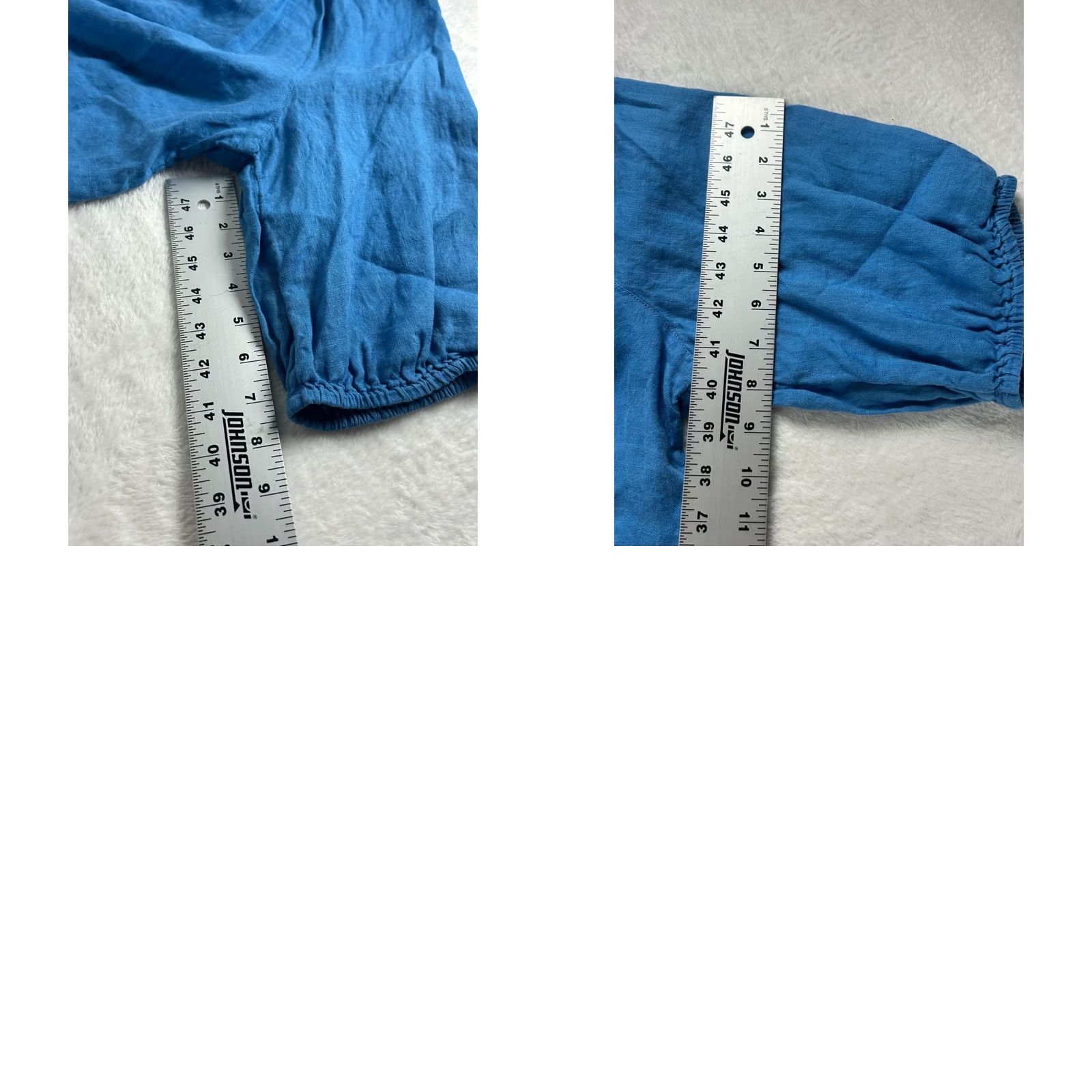 J. Jill J. Jill Love Linen Womens V-Neck Ruffle Trim 3/4 Sleeve Top Blouse Medium Blue Size M / US 6-8 / IT 42-44 - 8 Thumbnail
