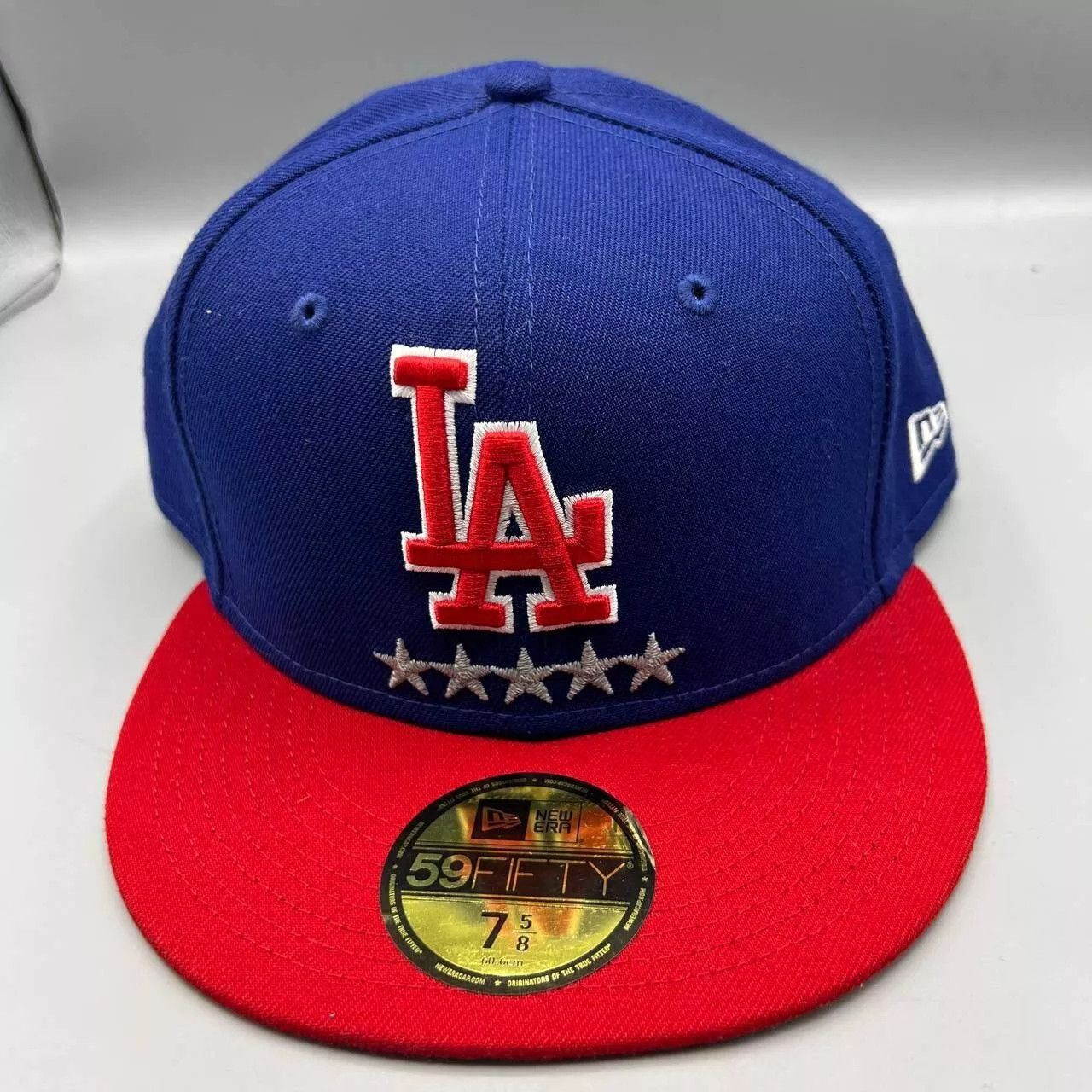 New Era Los Angeles LA Dodgers Hat Men 7 5/8 Blue Red MLB Fitted Cap Size ONE SIZE - 1 Thumbnail